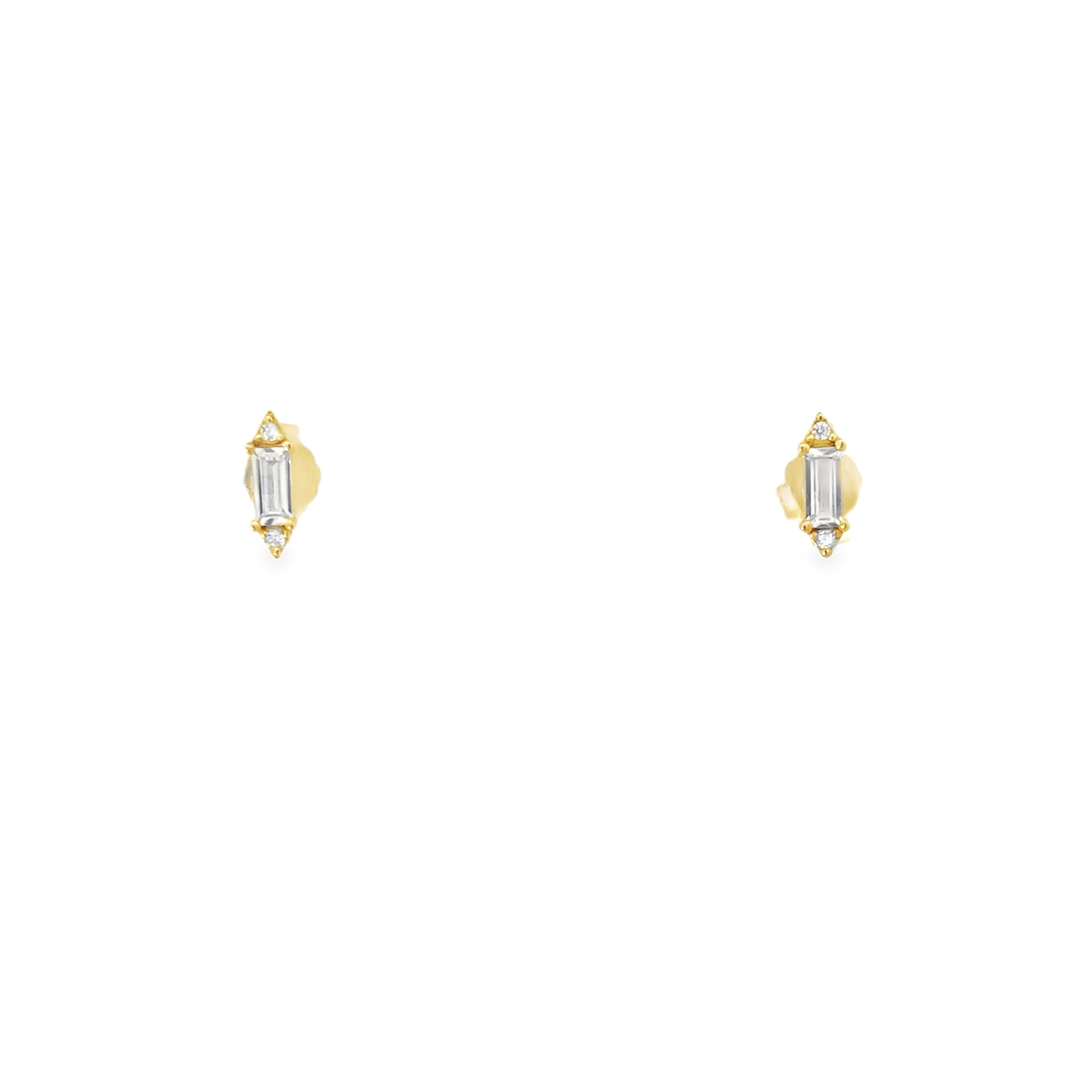 THREE STONE EARRINGS IN 925 GOLD PLATED