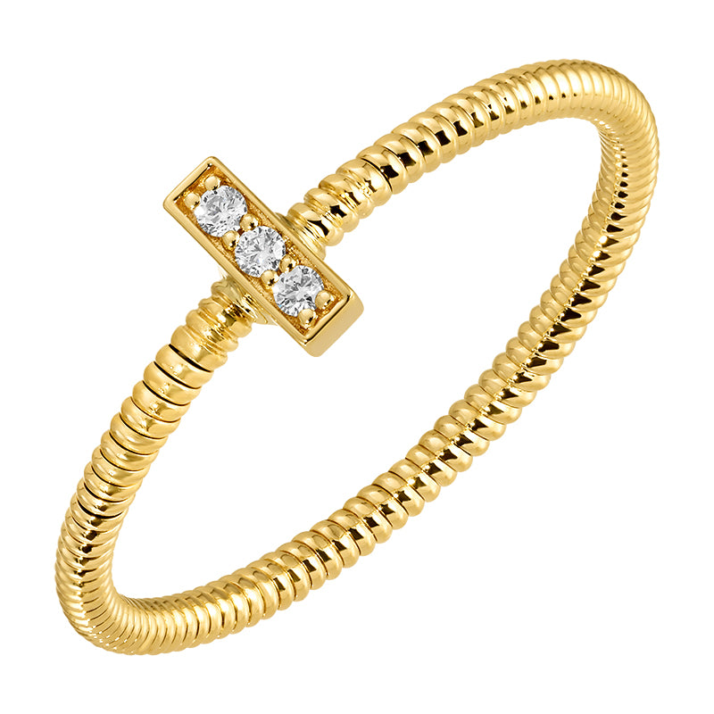 D0.03CT 14KY BAR SOLITARY TEXTURE RING T6.5