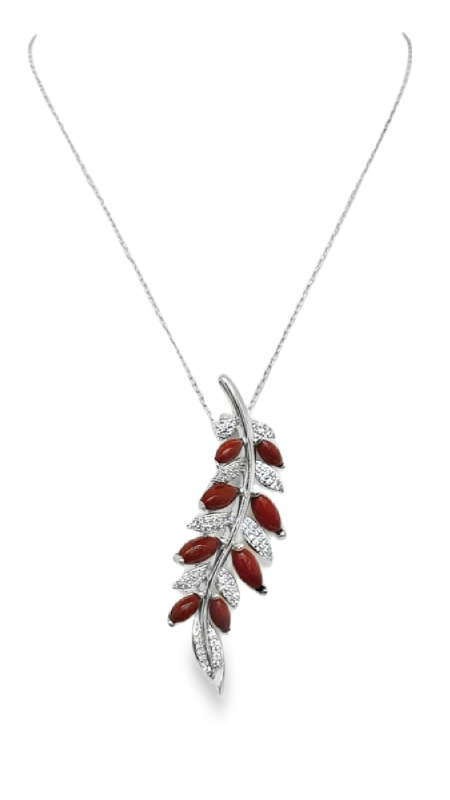 BROCHE DE PLATA 925 CON PIEDRAS ROJAS Y CRISTALES
