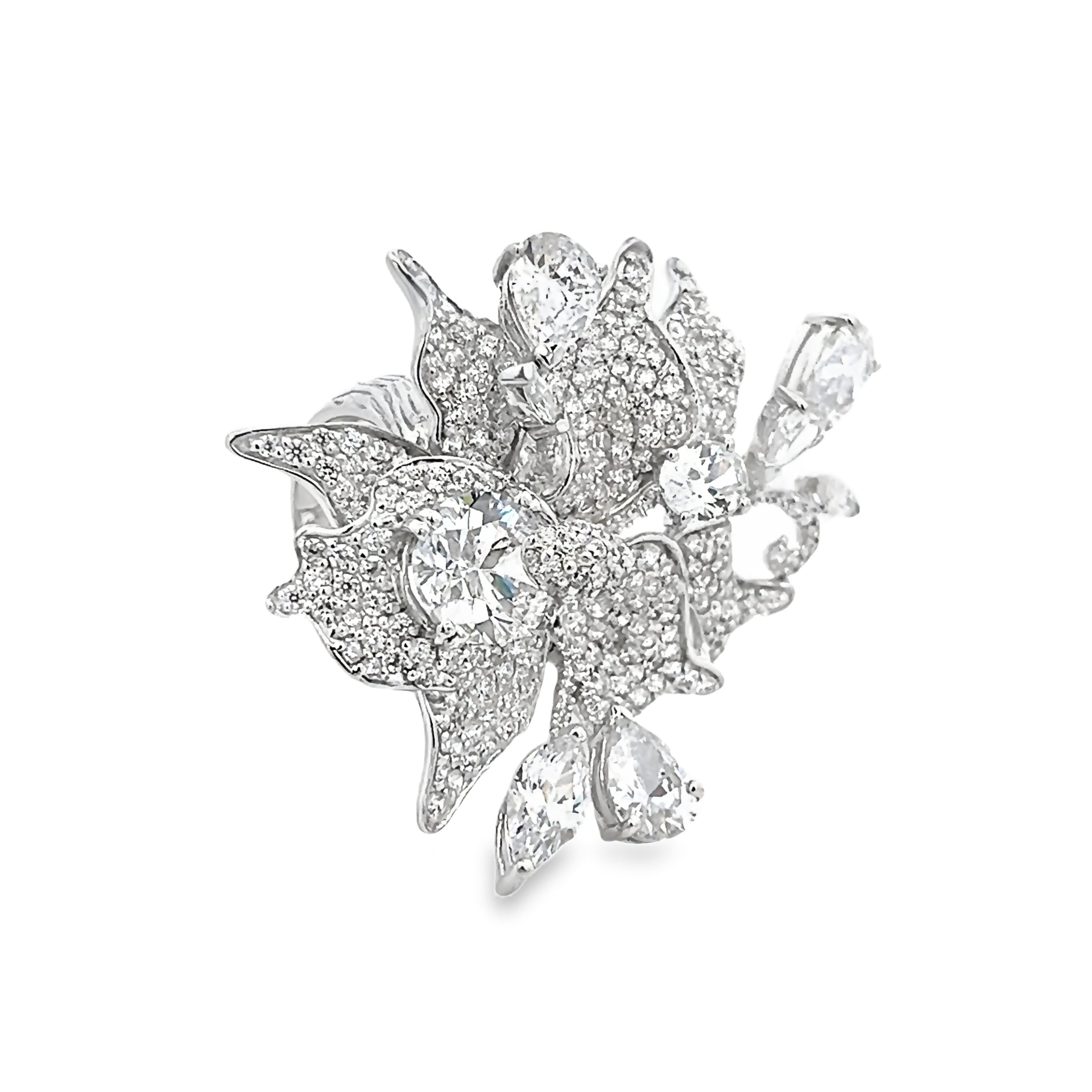 RING SILVER CENTER WHITE CZ