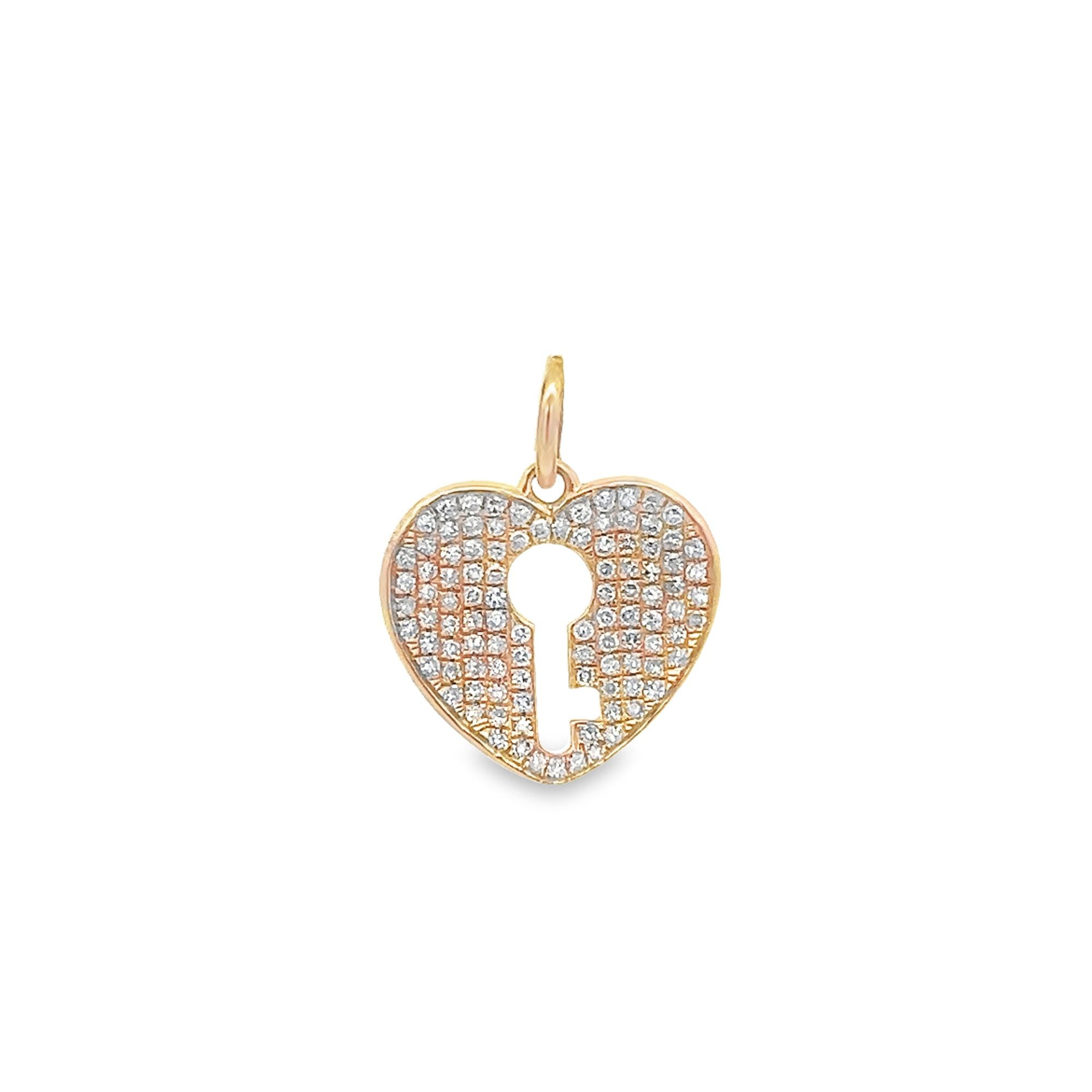 D0.33CT 14KY KEY SHAPED HEART IN THE CENTER PENDANT