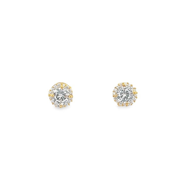 925 SILVER GOLD PLATED HALO STUD EARRINGS