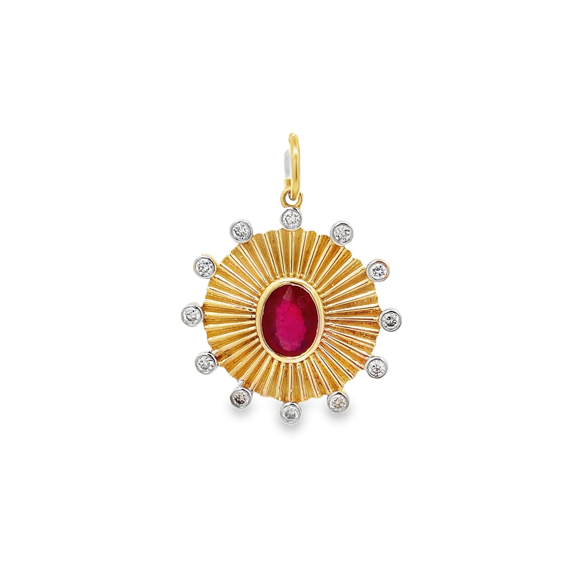 D0.29CT 14KY COIN TEXTURE AROUND BEZEL CHARM RU0.89CT