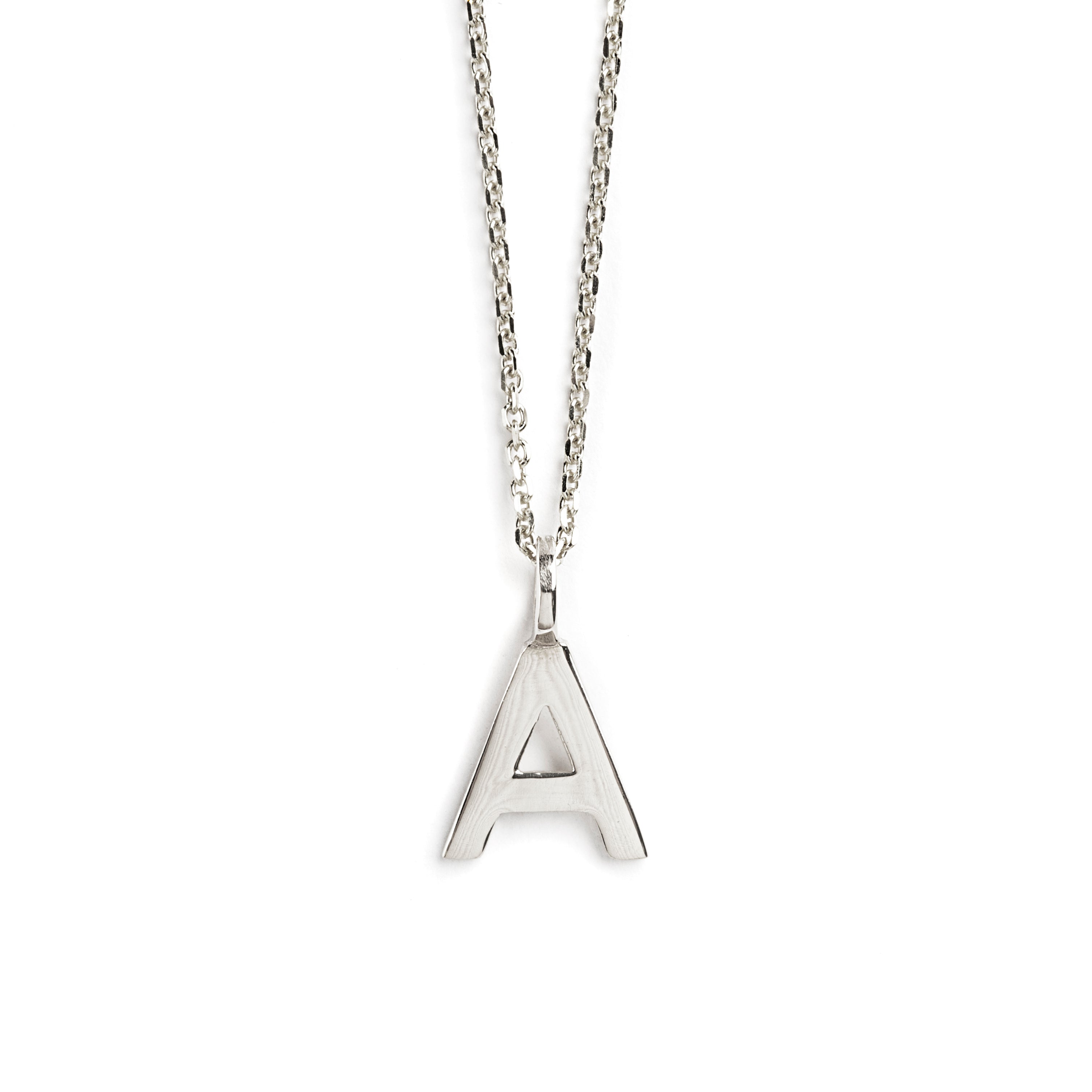 DIJE LETRA A DE ORO BLANCO DE 14K