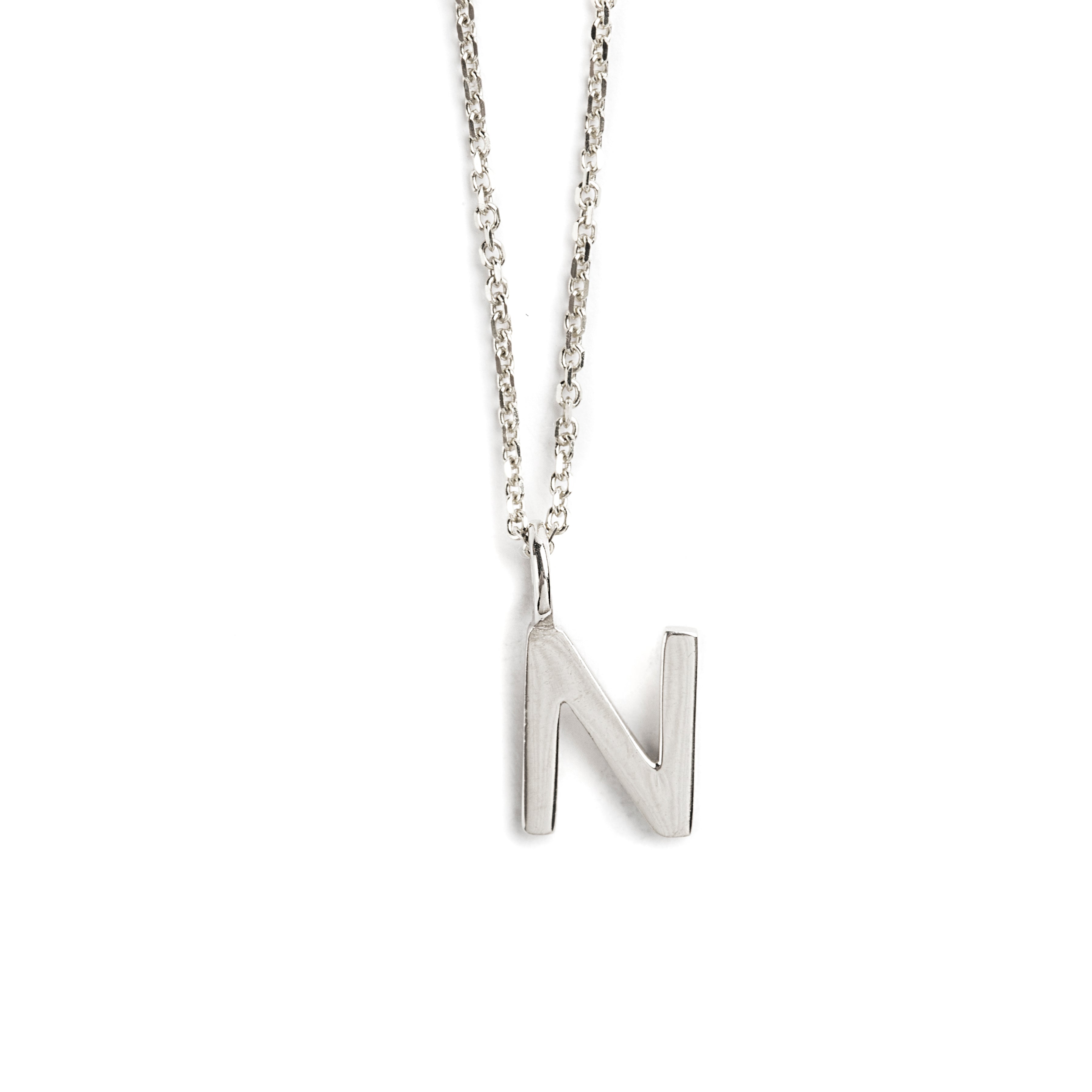 DIJE LETRA N DE ORO BLANCO DE 14K