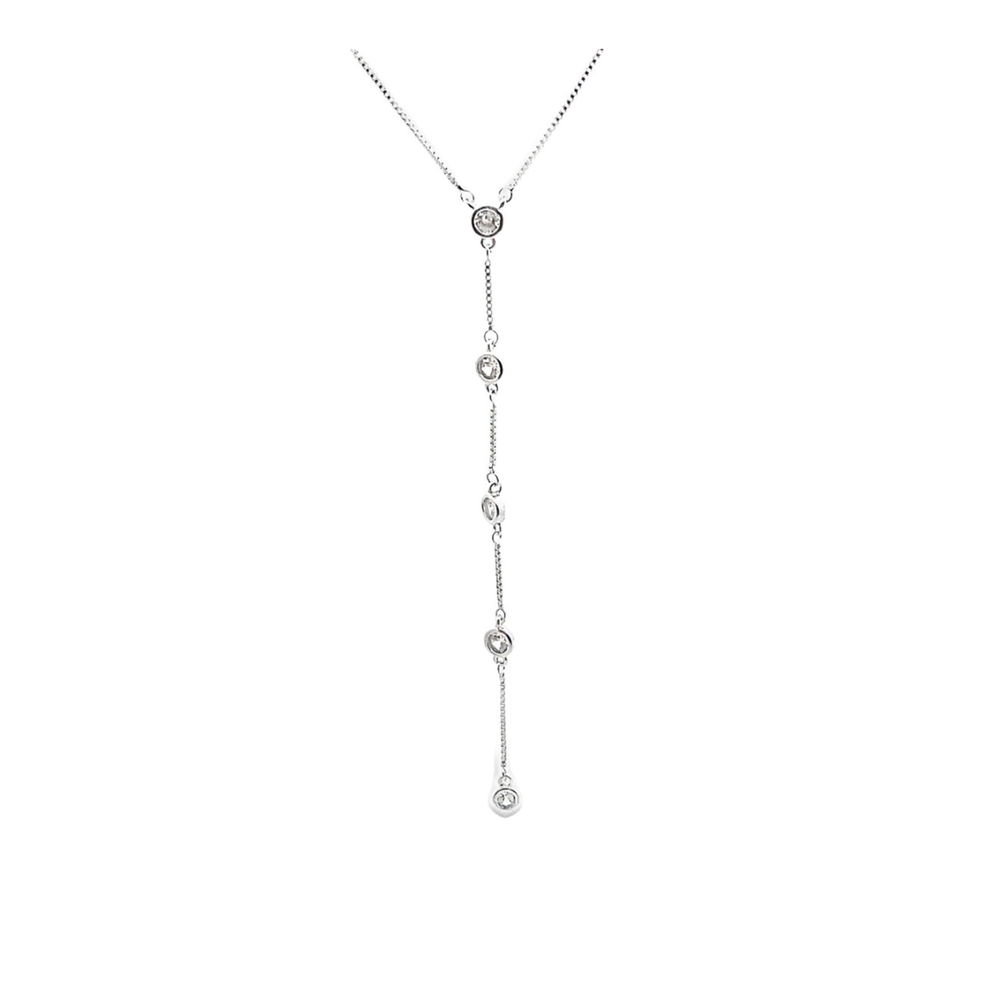 925SL LARIAT FIVE BEZEL NECKLACE