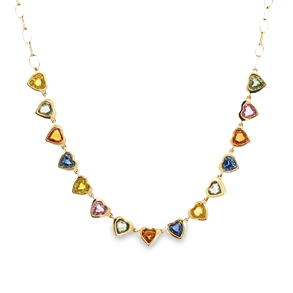 14K GOLD MULTISAPPHIRE NECKLACE