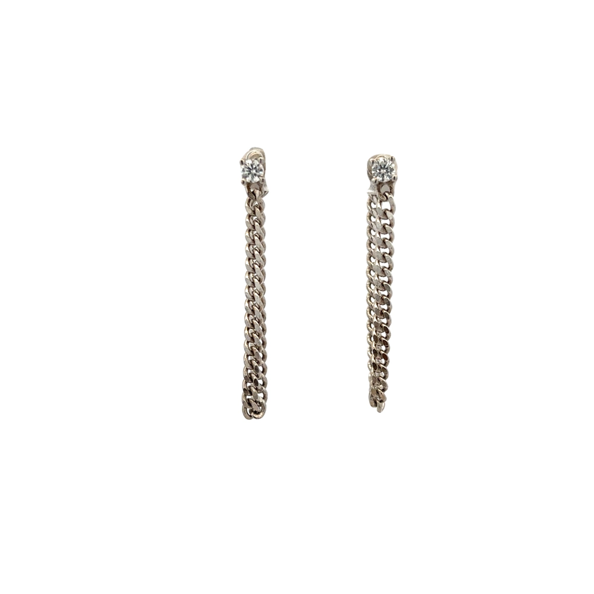 925 SILVER  ARETES SL CON CADENA Y CRISTAL