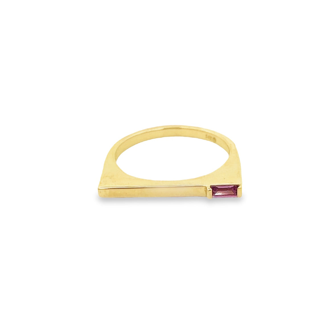 14KY PINK SAPPHIRE BAGUETTE DIAMOND RING T.6