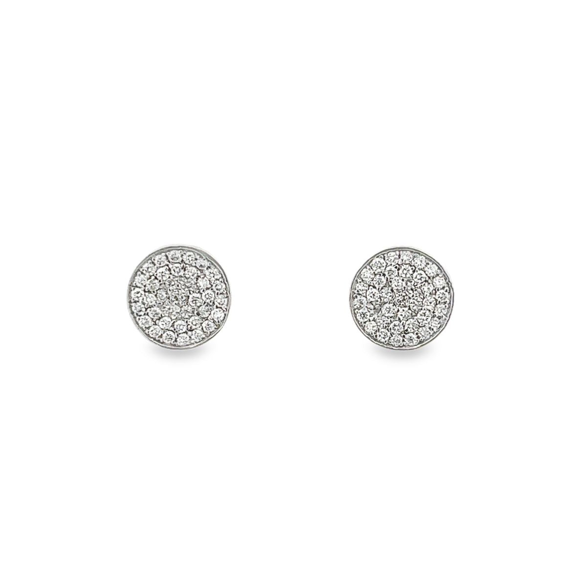 D0.37CT 14KW DIAMOND ROUND PAVE EARRINGS