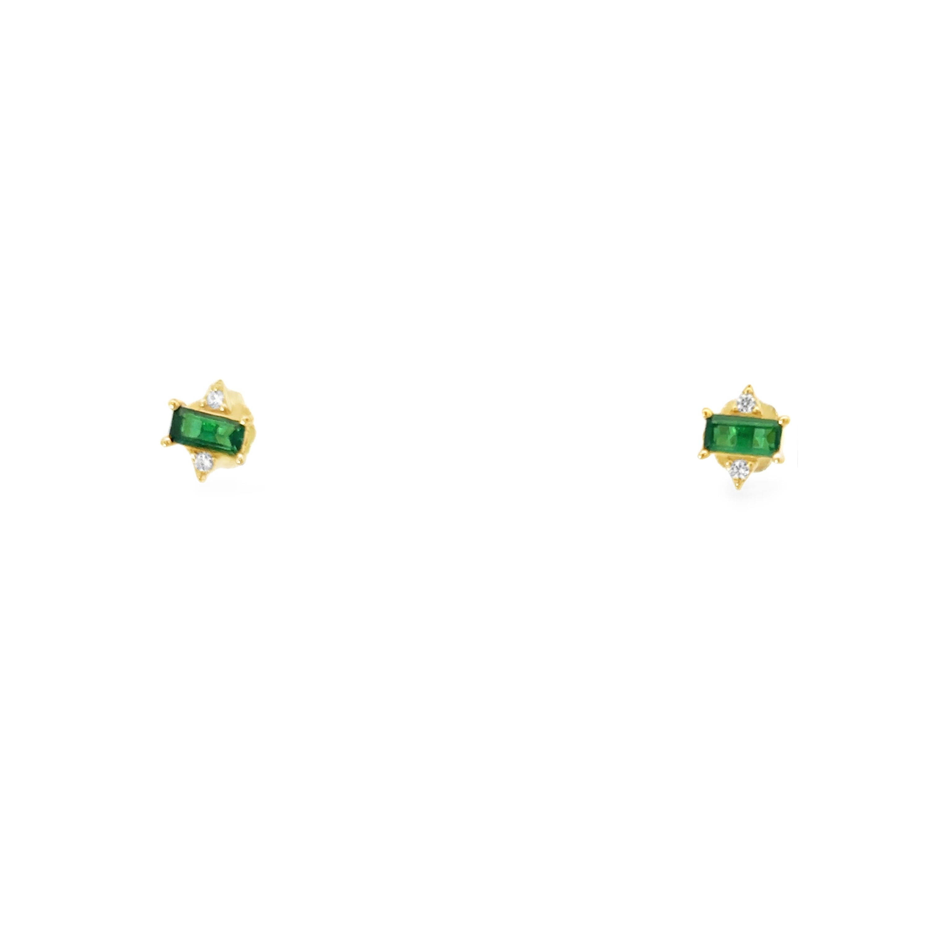 THREE STONE EARRINGS IN 925 PLATED GOLD