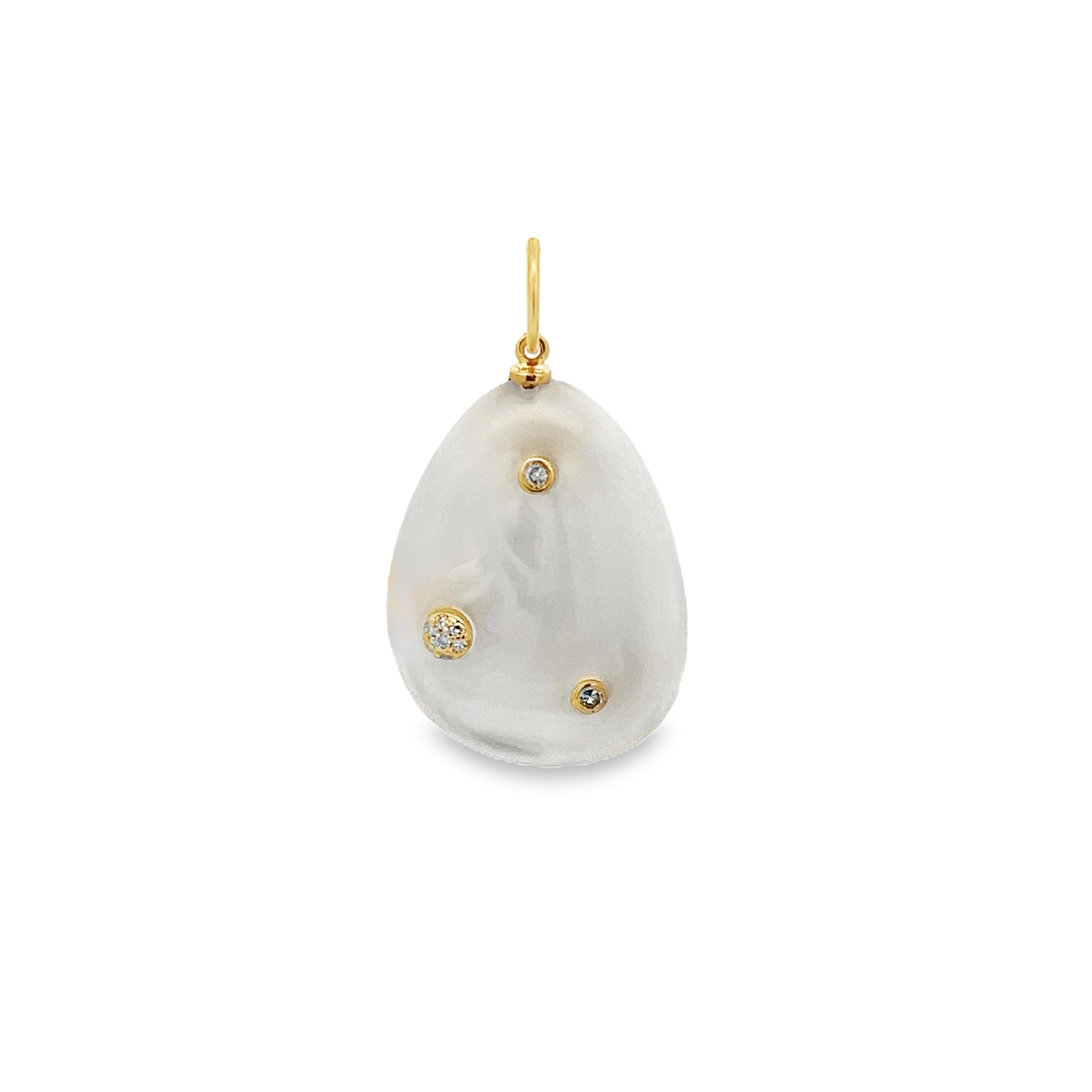 D0.06CT 14KY DROP AND TRIPLE BEZEL CHARM MOP25.85CT
