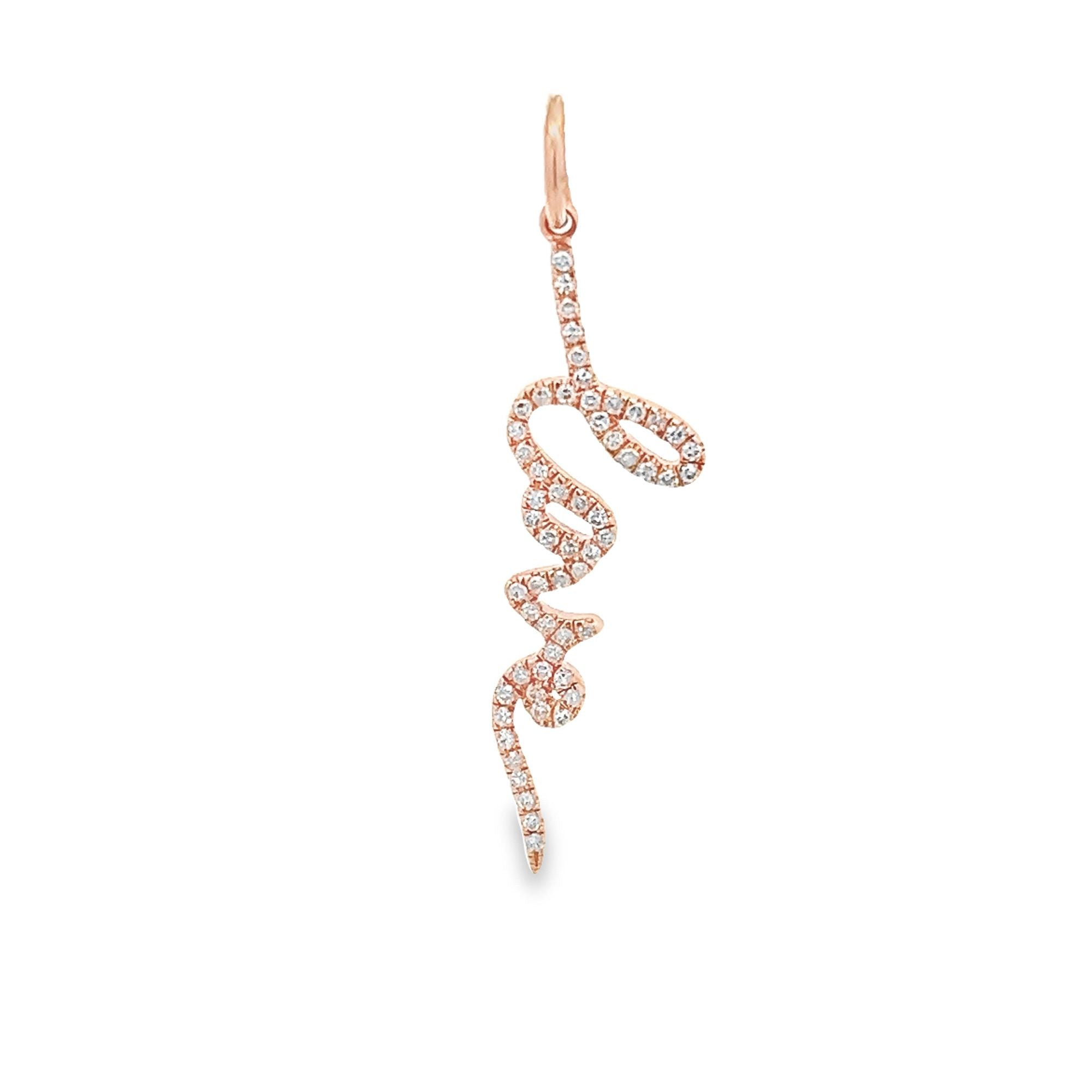 D0.25CT 14KR LOVE IN CURSIVE LETTER PAVE PENDANT