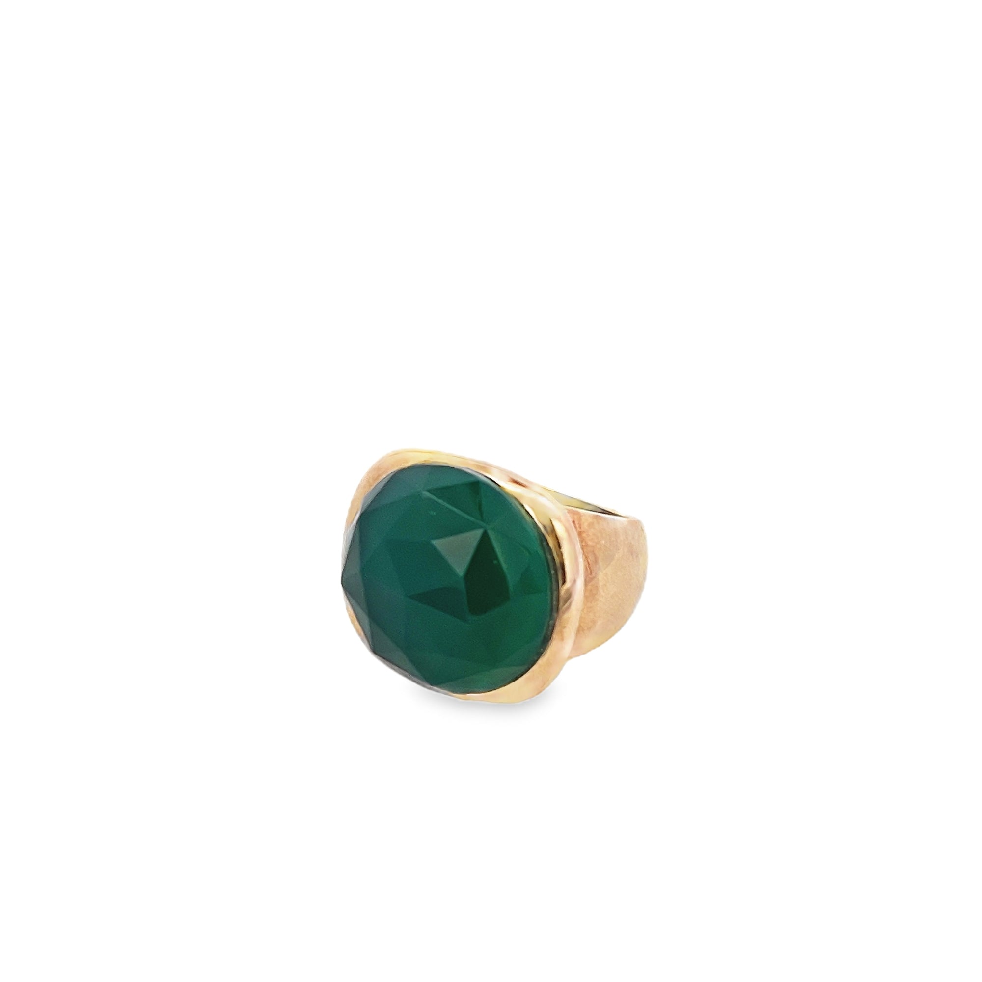 RING 925 GOLD GREEN AGATE