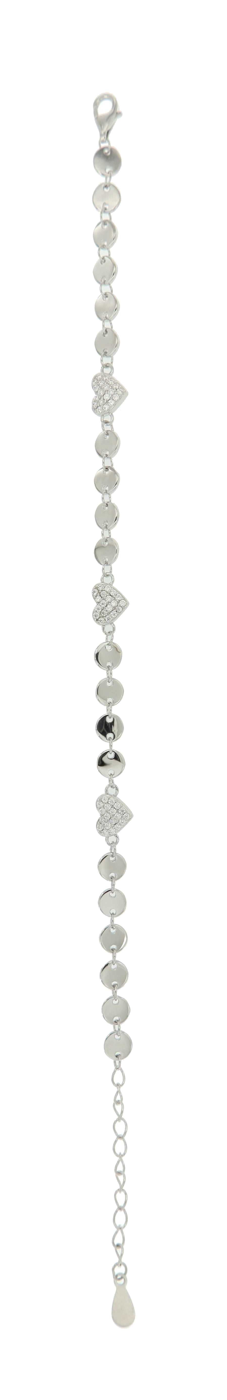 925SL TRIPLE HEART PAVE AND CIRCLE BRACELET
