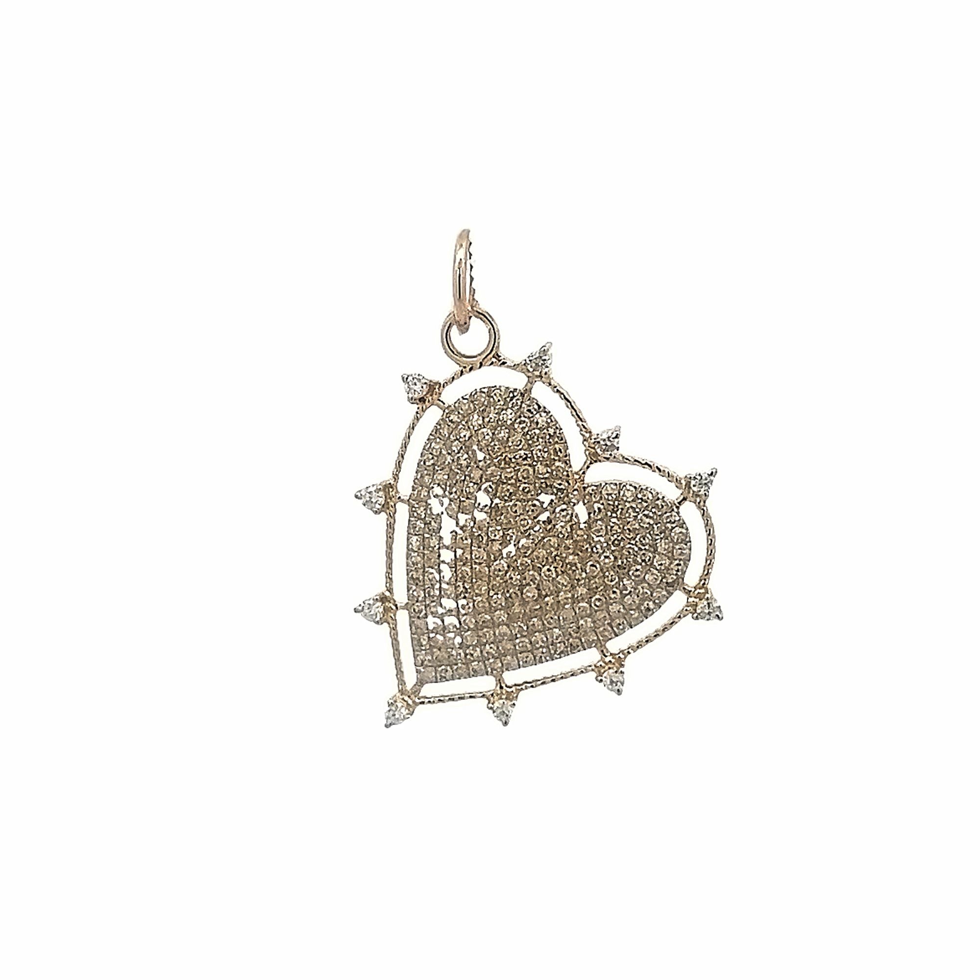 D0.80CT 14KY HEART PAVE OUTLINE HEART DIAMOND PENDANT