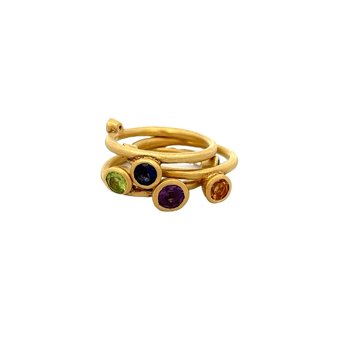 ANILLO DE PLATA 925 CON BAÑO DE ORO AMARILLO AMATISTA BRASILEÑA CITRINA GRANATE Y IOLITA