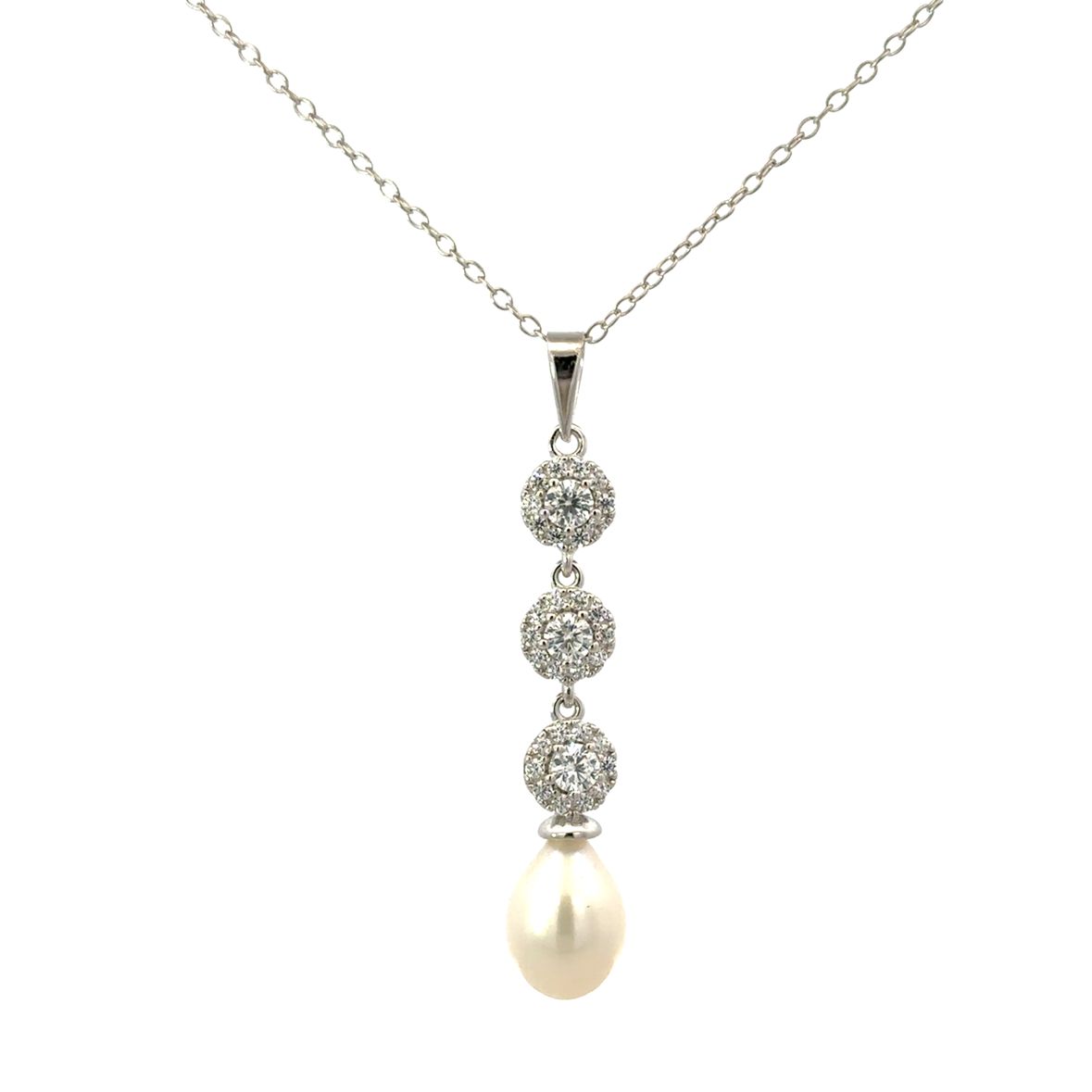 SET DANGLING PEARL IN 925 SILVER