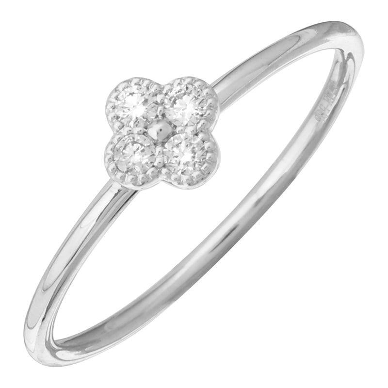 D0.09CT 14KW MINI CLOVER SOLITARY RING T6.5