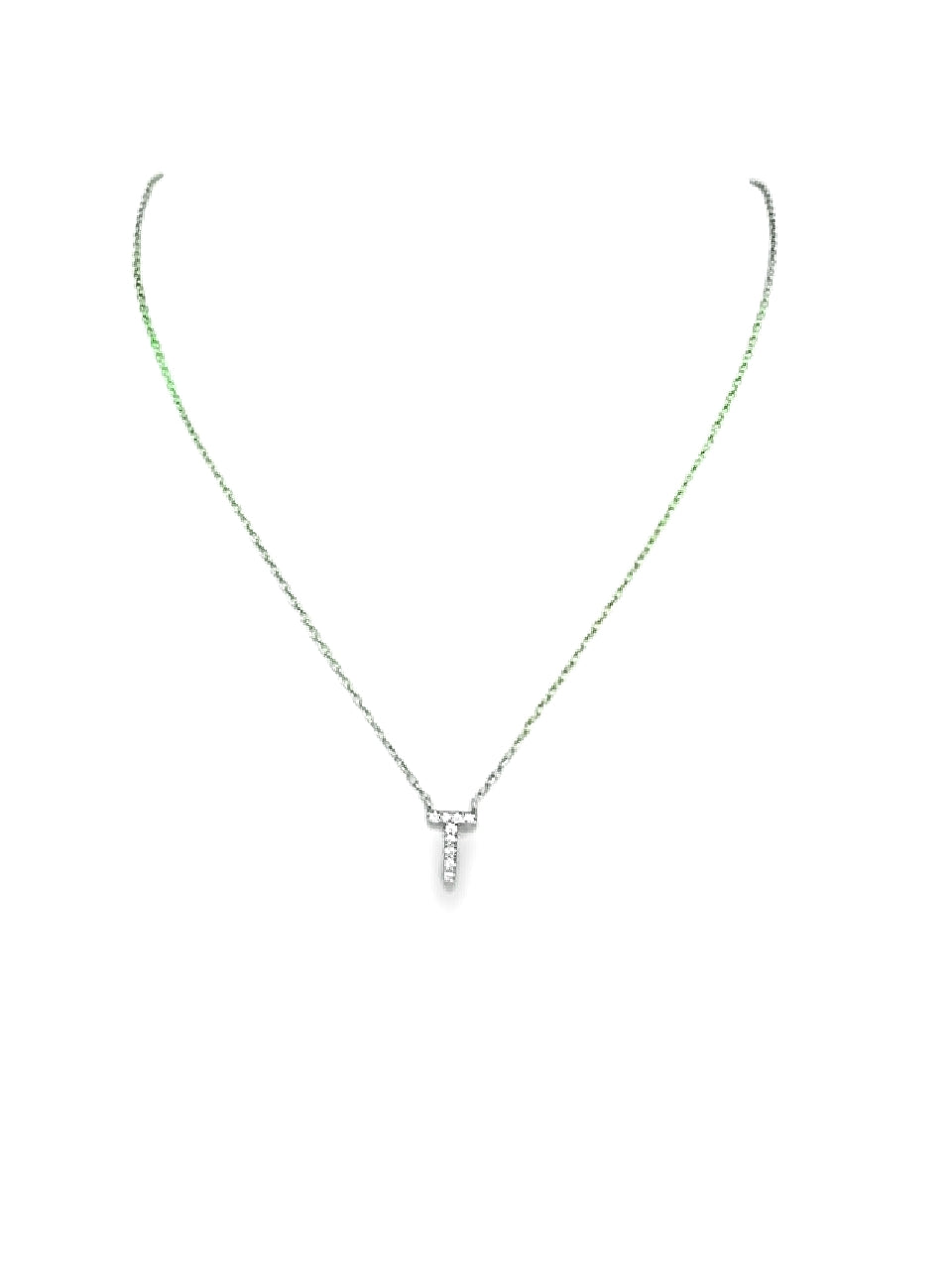 COLLAR DE PLATA 925 CON BAÑO DE ORO AMARIILLO CON INICAL PEQUEÑA T CON CRISTALES