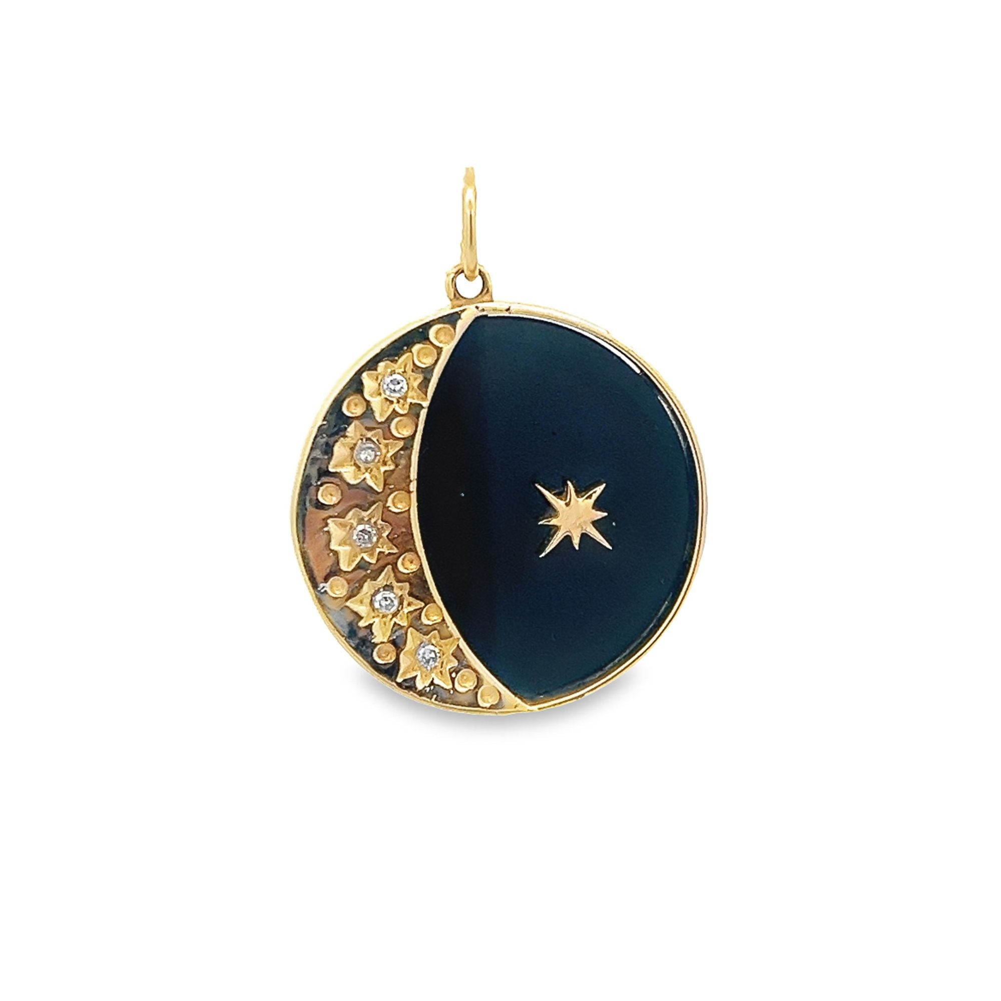 D0.03CT 14KY MOON AND FIVE STAR PENDANT OB5.87CT