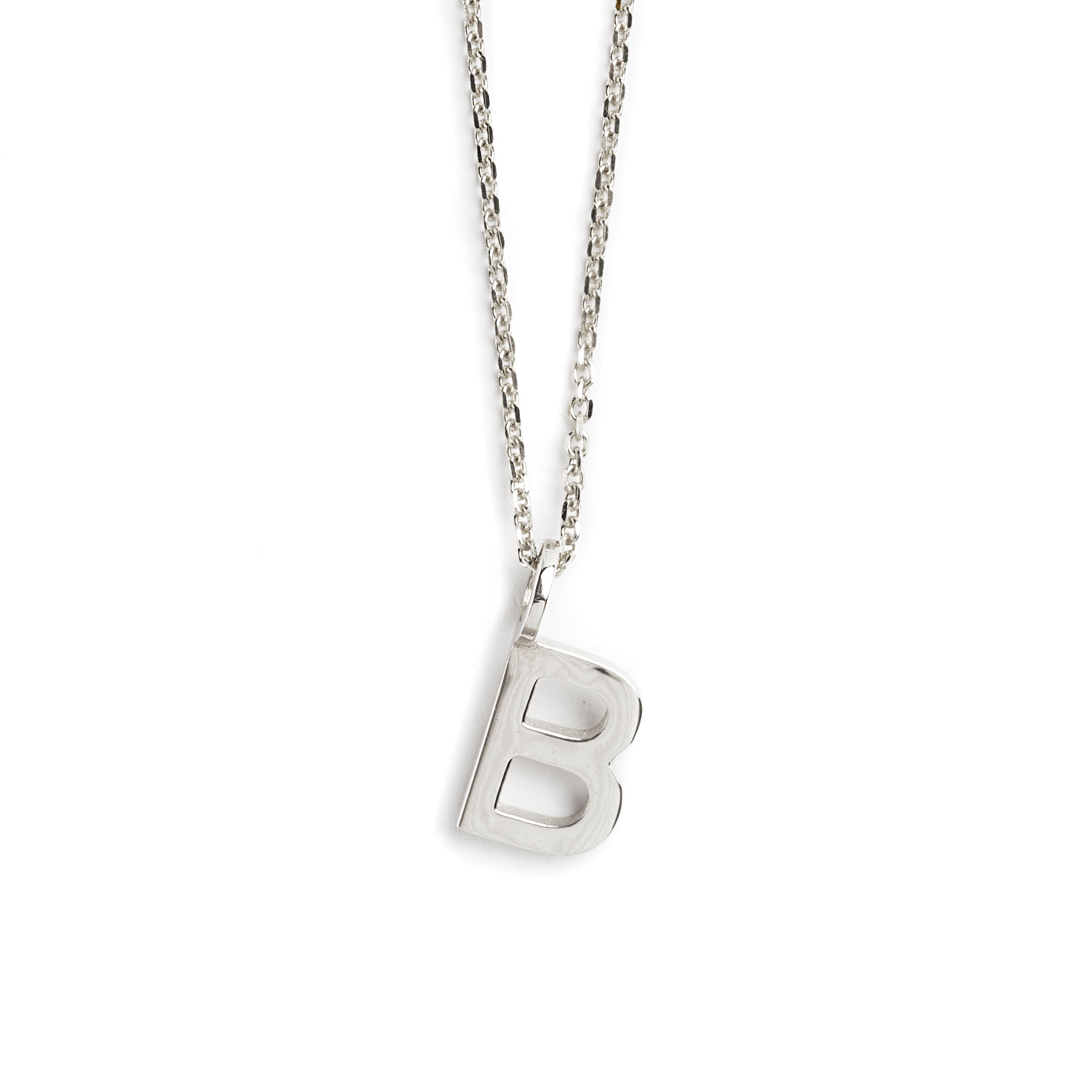 DIJE LETRA B DE ORO BLANCO DE 14K
