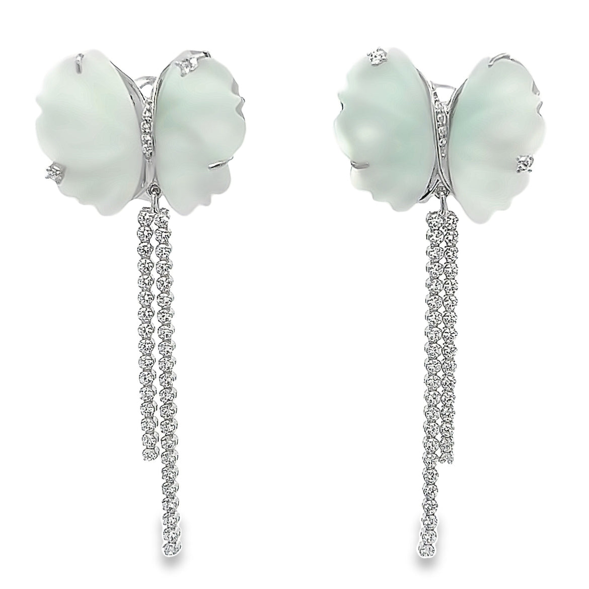 EARRING SILVER CENTER BLUE QUARTZ WHITE CZ