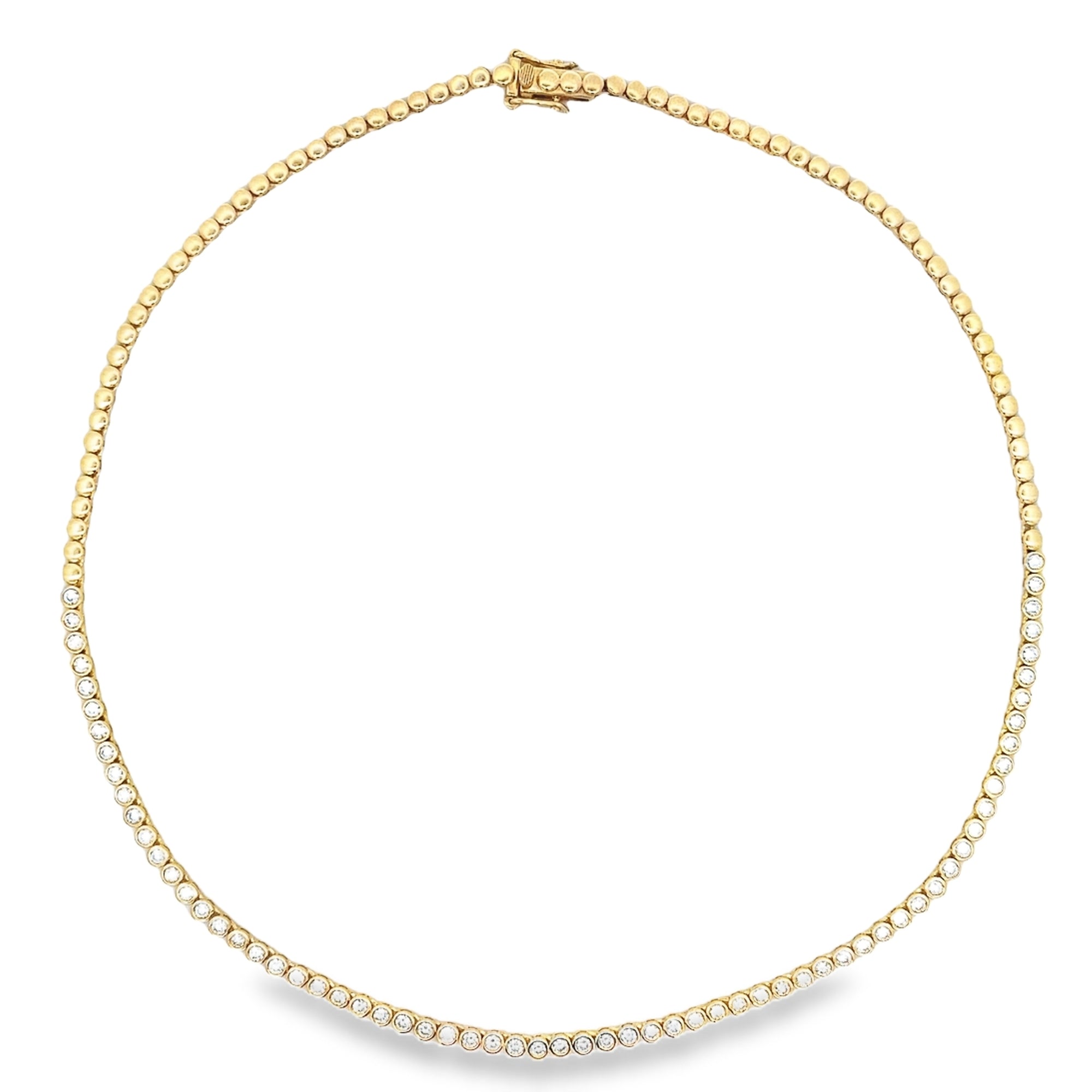 D3.50CT 14KY TENNIS BEZEL BEADED NECKLACE