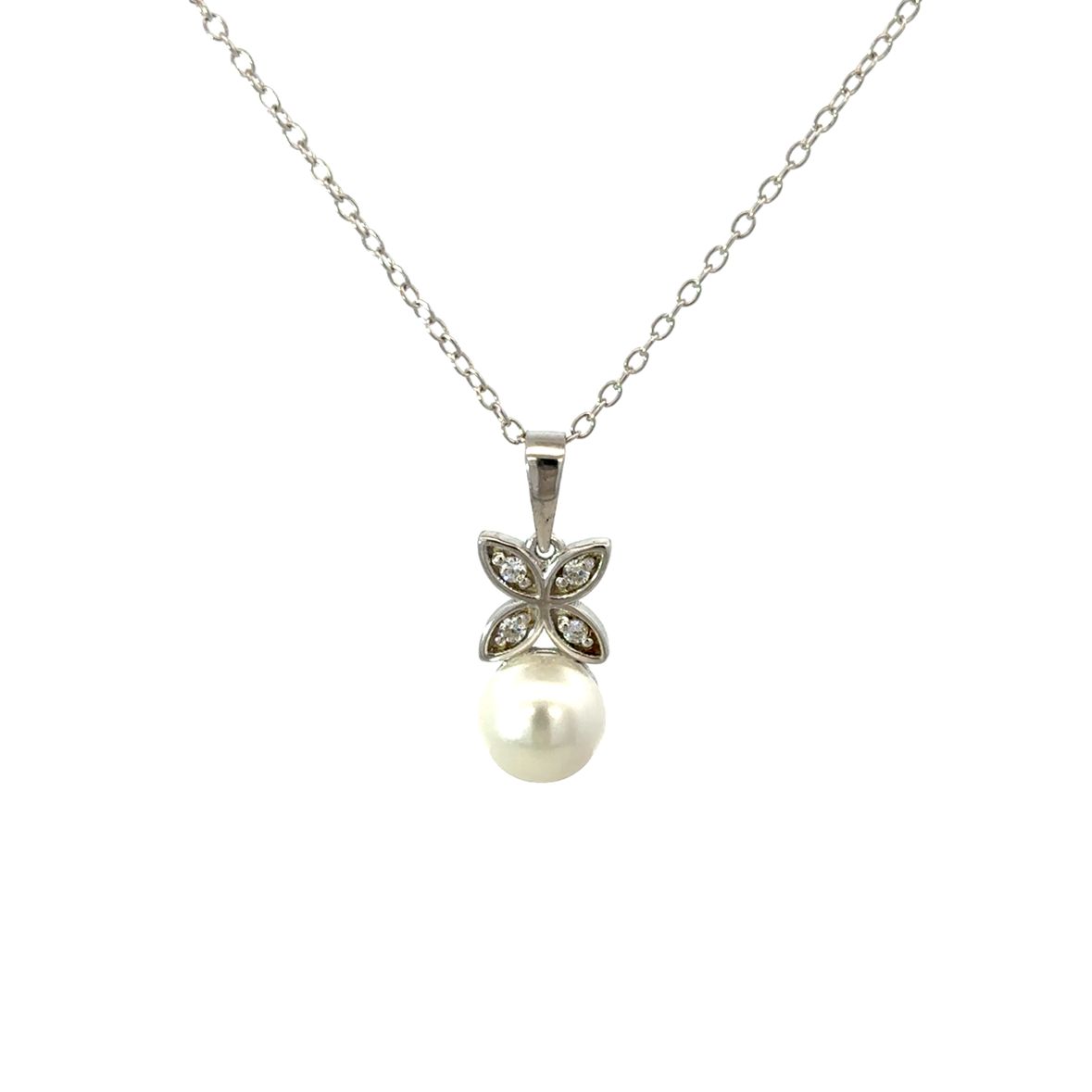 SET FLOWER AND PEARL IN 925 SILVER