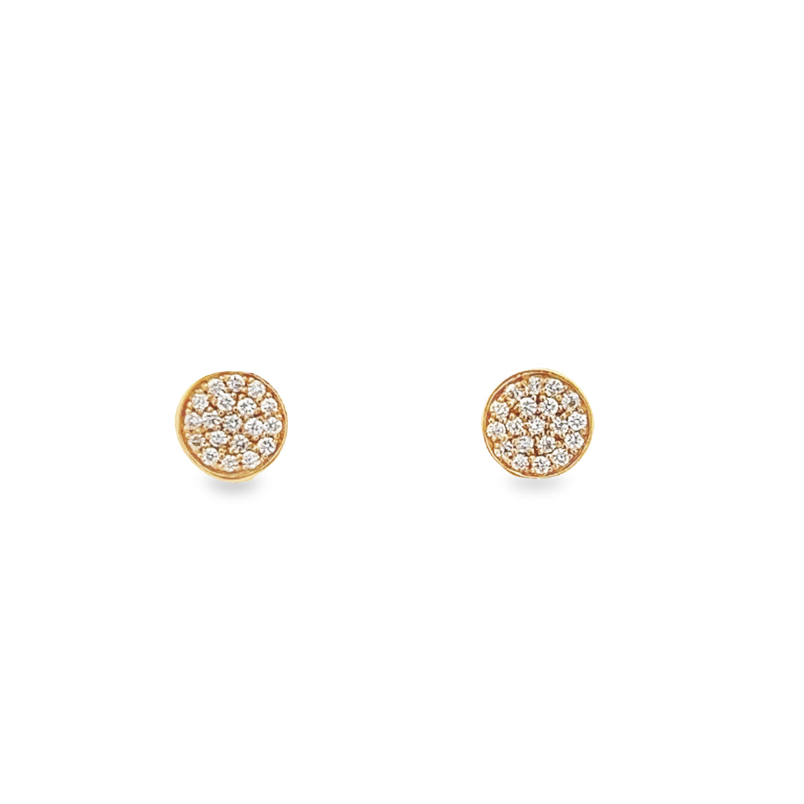ARETES DE ORO AMARILLO DE 14KT CON CIRCULOS DE DIAMANTES