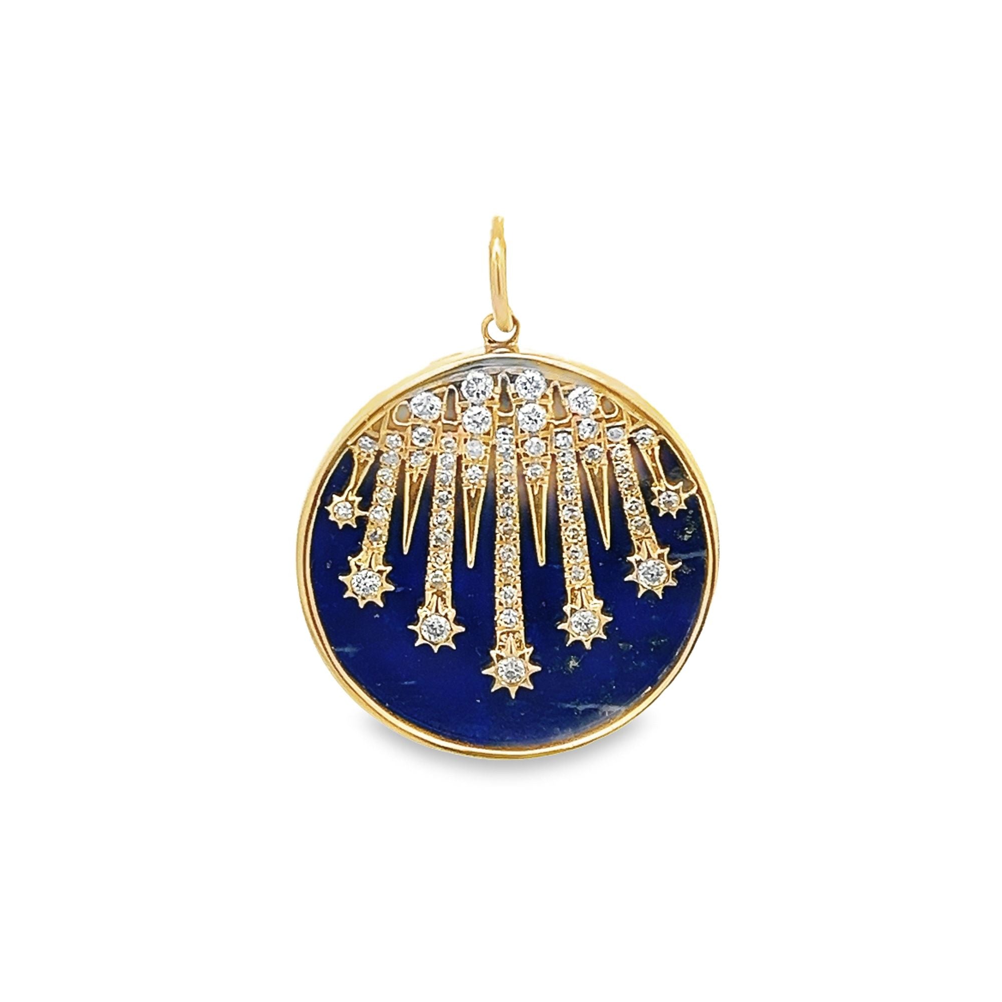 D0.39CT 14KY CROWN AND STAR COIN PENDANT LL6.61CT