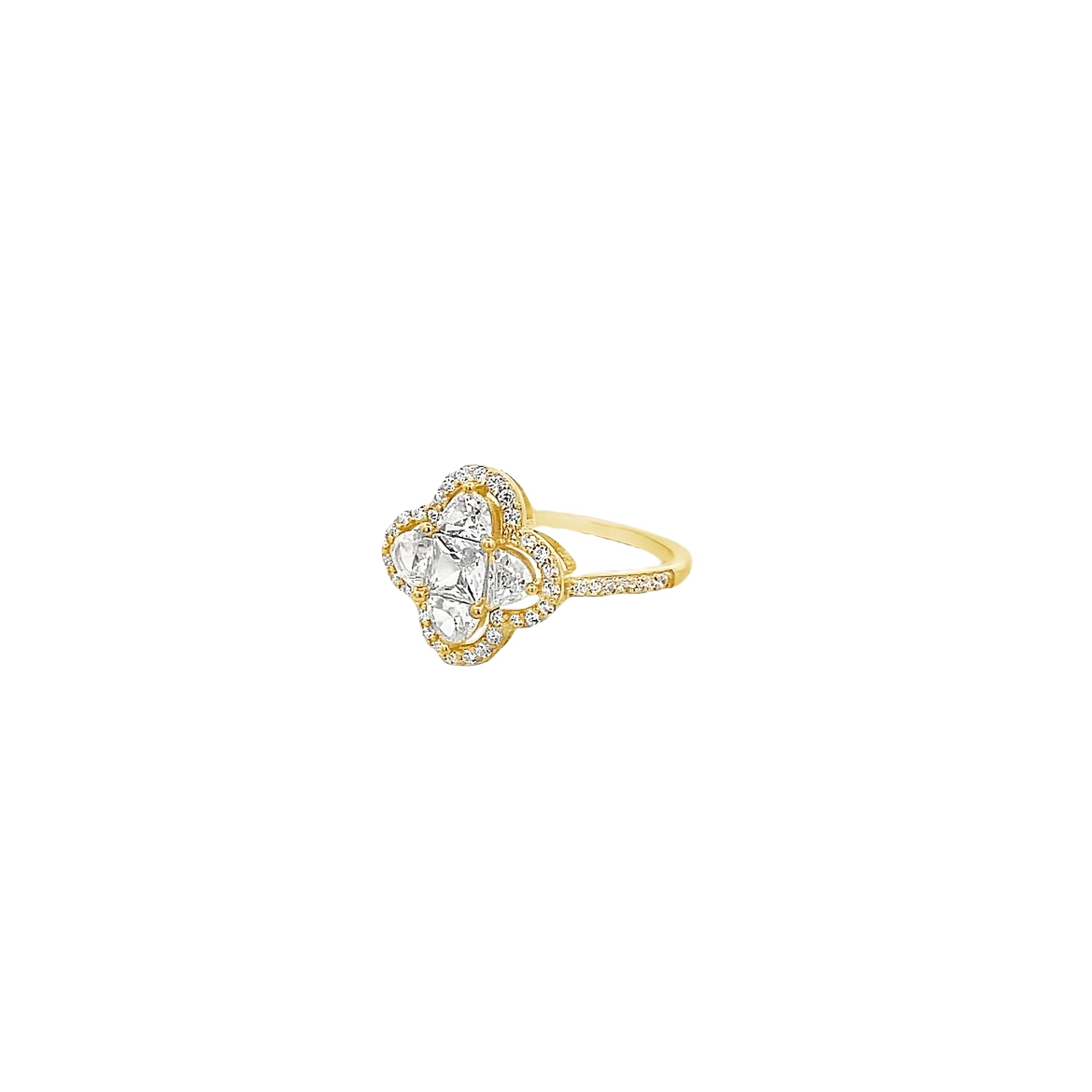 925GD CLOVER OUTLINE CLUSTER RING T6