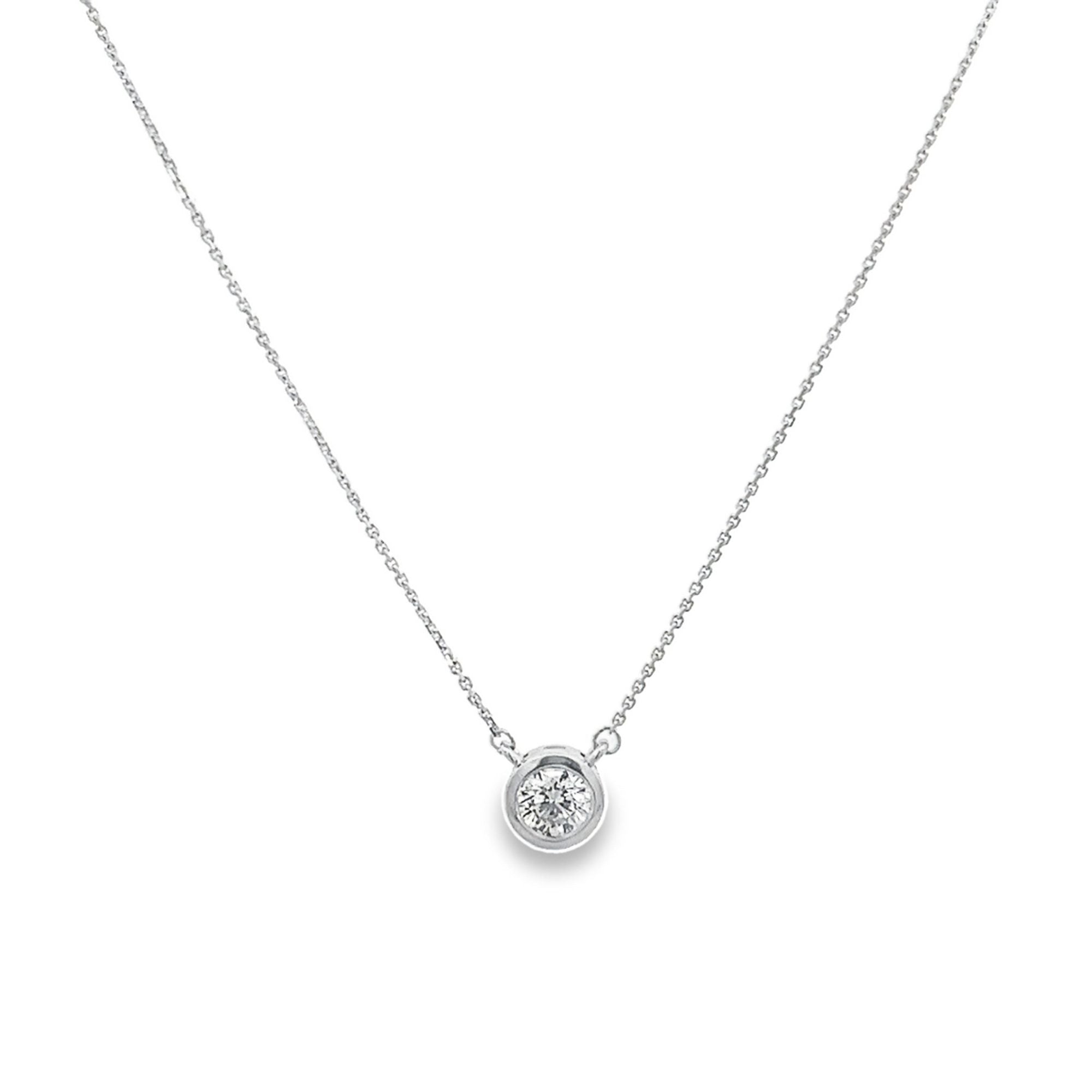 D0.20CT 14KW BEZEL SETTING ROUND DIAMOND NECKLACE