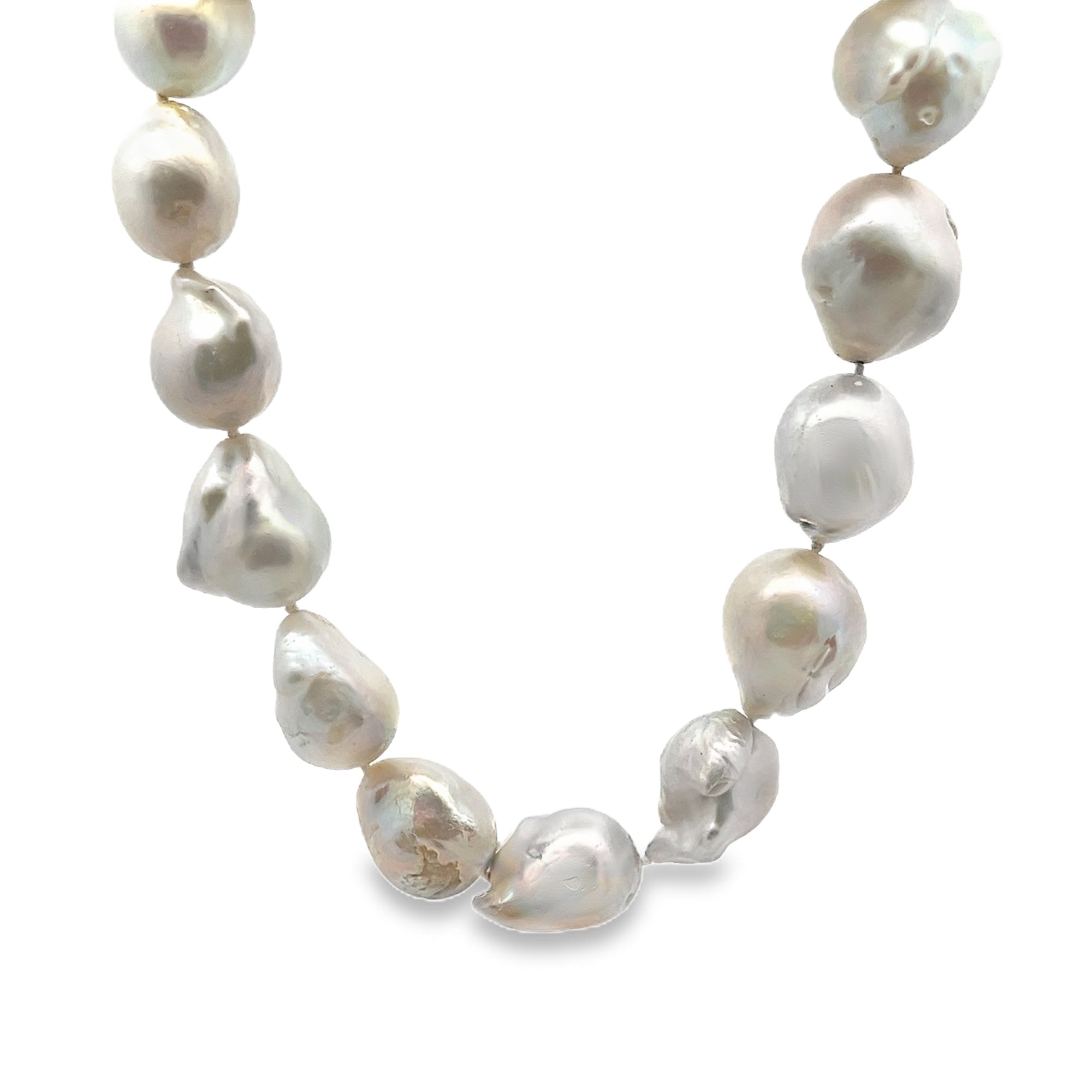 WHITE BAROQUE PEARL WITH STERLING SILVER CLASP NECKLACE - C'SANTOS