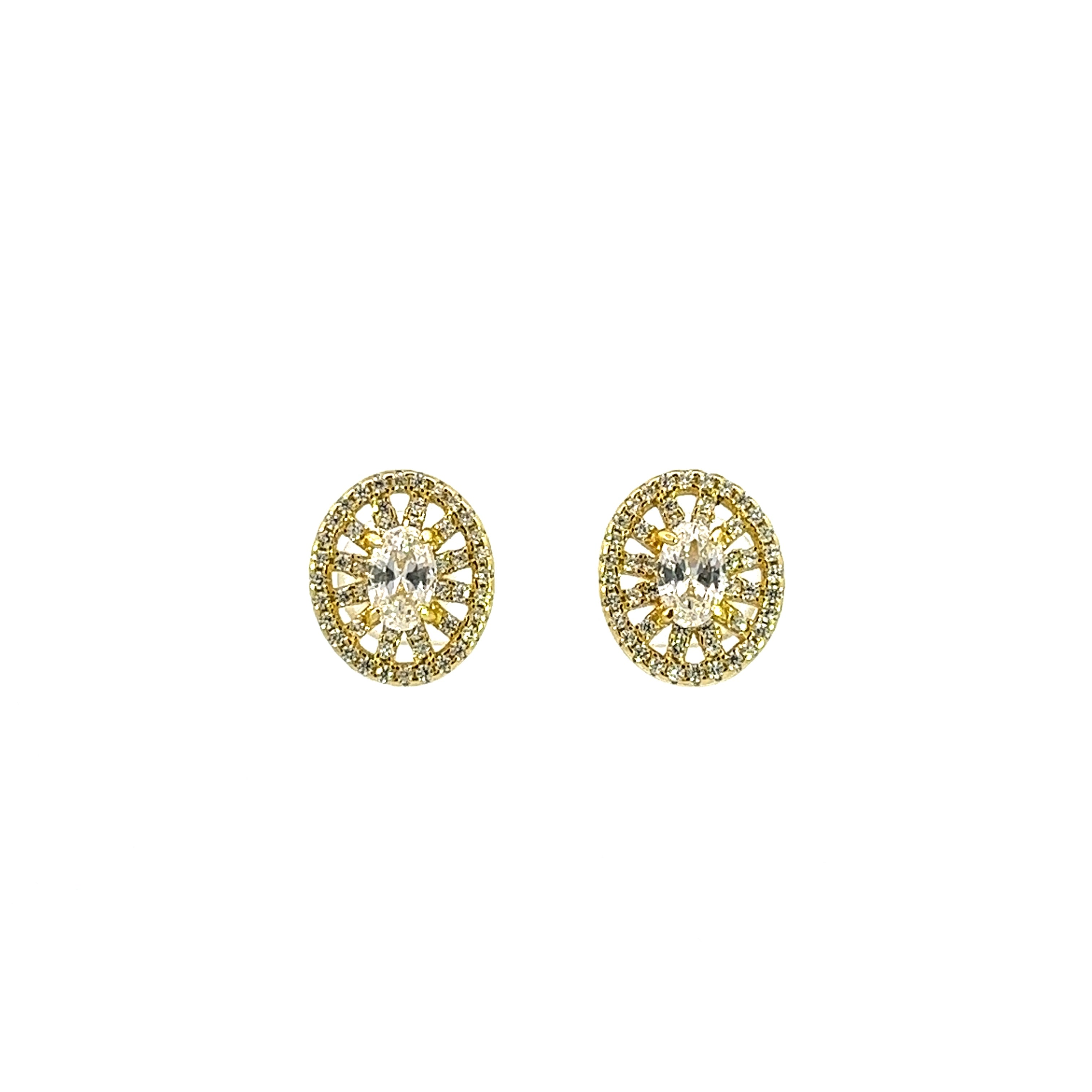925 GOLD PLATED CUTOUT EARRINGS WITH CRYSTALS