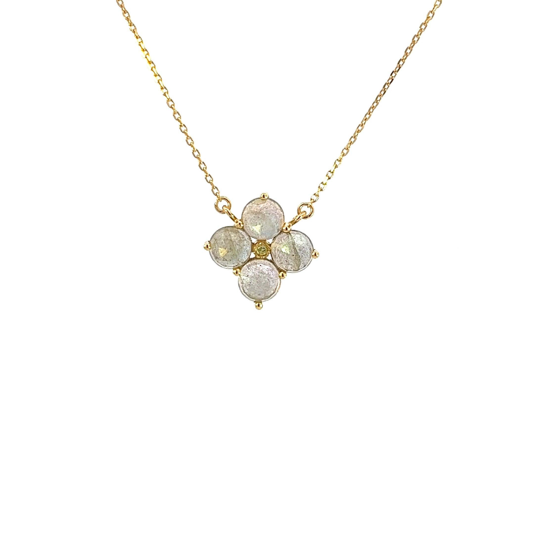 925 GOLD PLATED LABRADORITE FLOWER NECKLACE