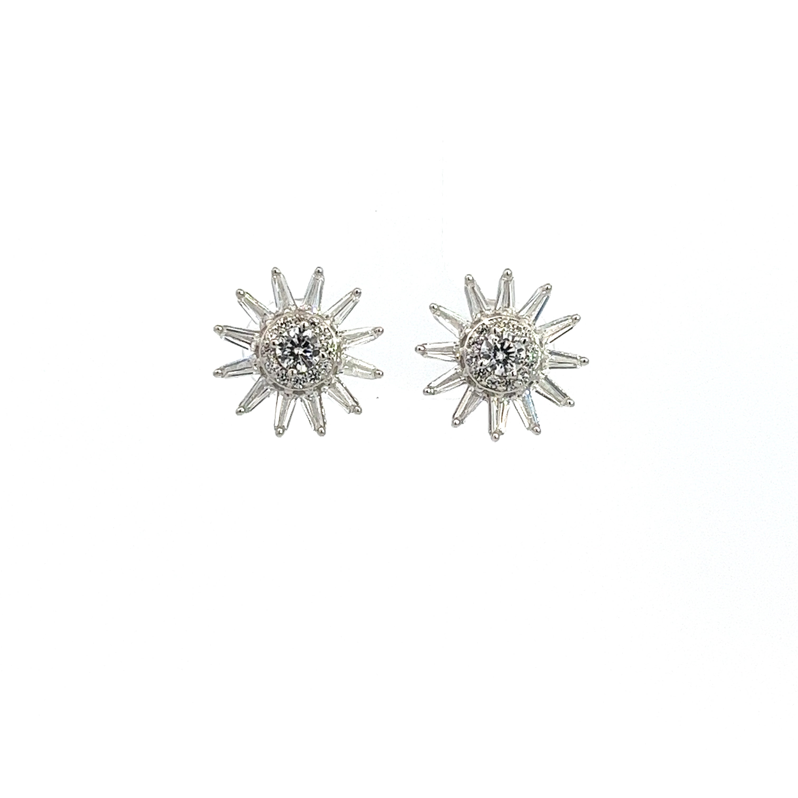 925 SILVER FLOWER EARRINGS WITH CRYSTALS