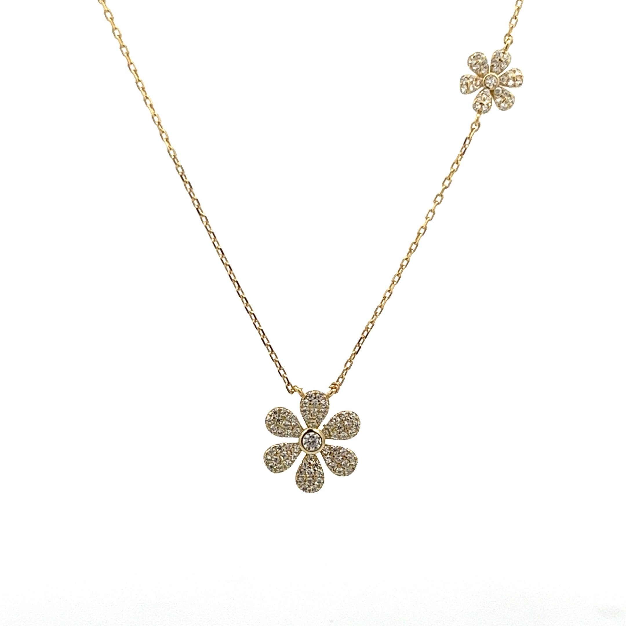 925 GOLD PLATED FLOWERS PENDANT WITH CRYSTALS
