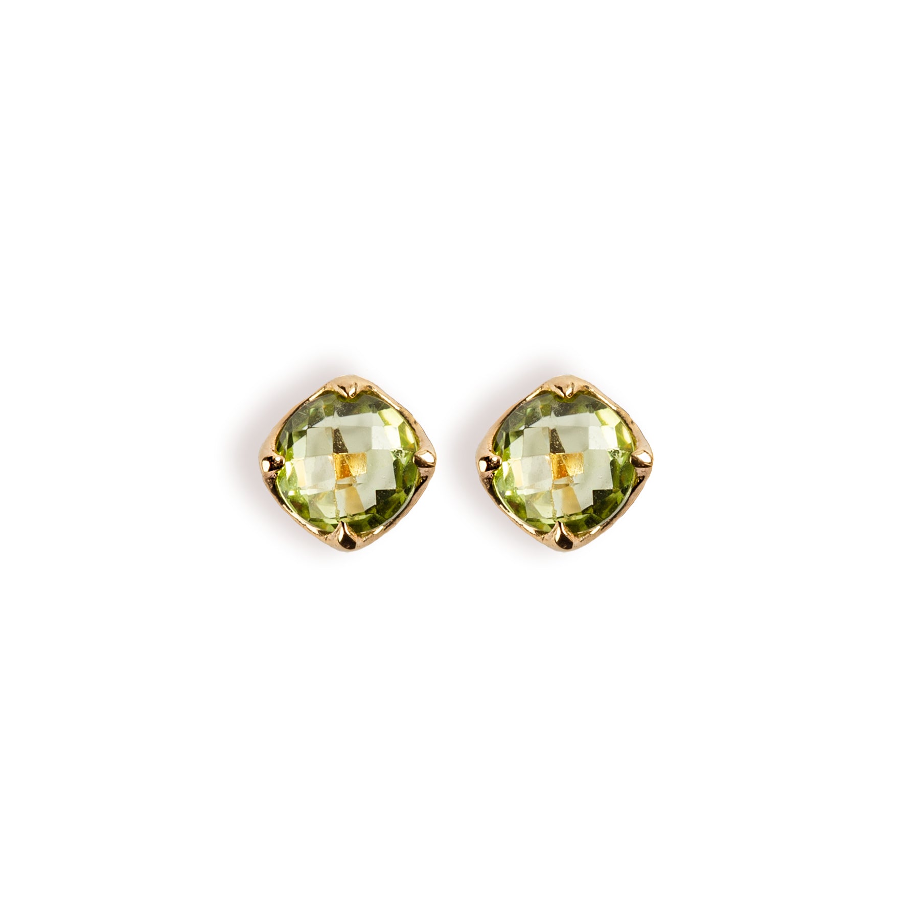 925 SILVER GOLD PLATED ROUND PERIDOT EARRINGS