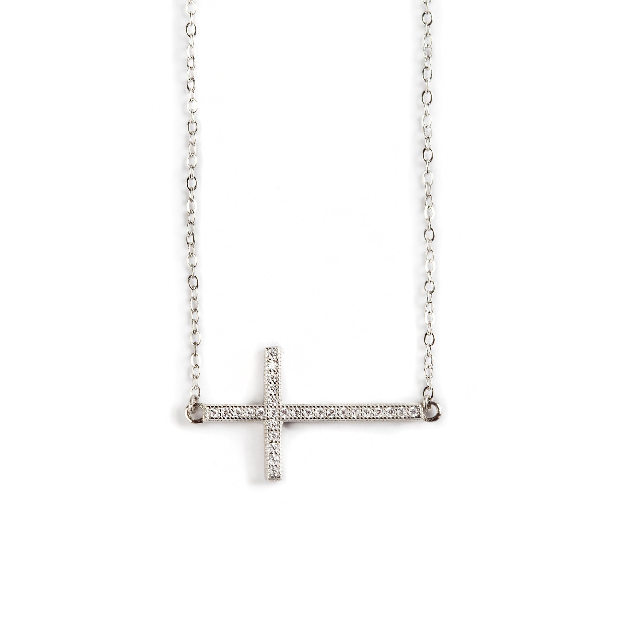 925 SILVER CROSS PENDANT WITH CRYSTALS