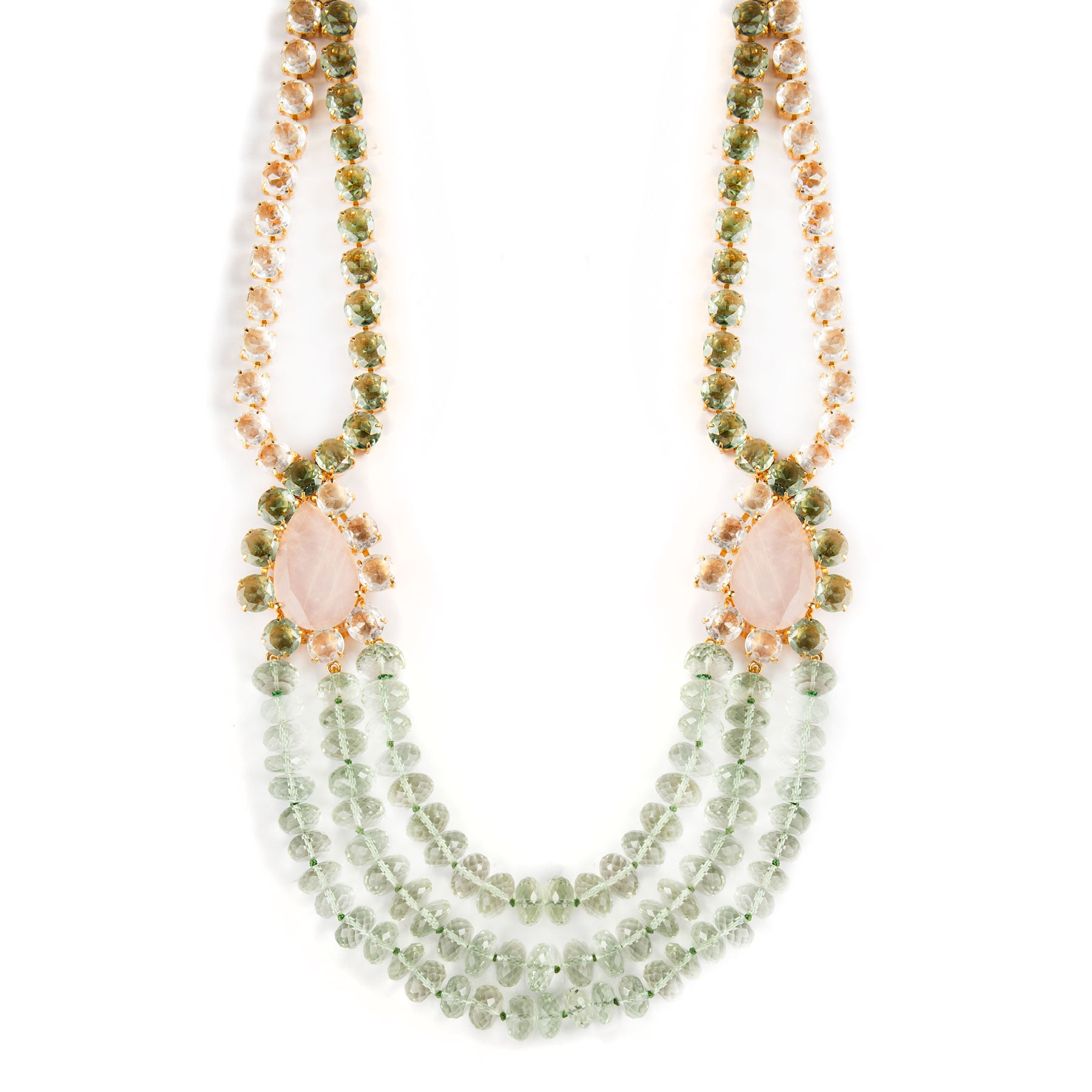 ROSE QUARTZ AND GREEN AMETHYST NECKLACE