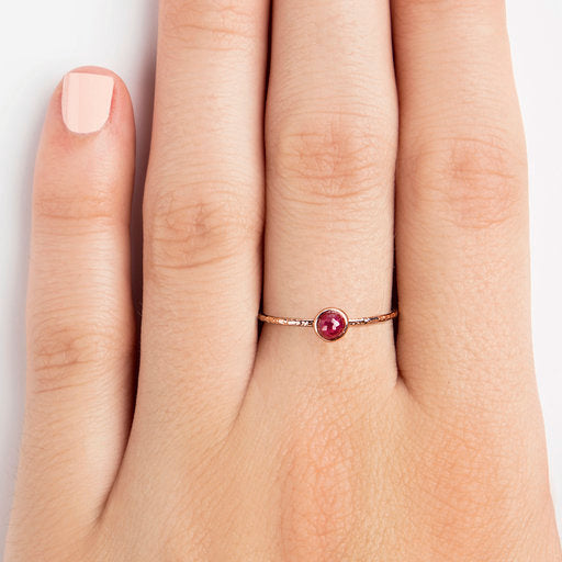 925 SILVER ROSEGOLD PLATED RING WITH RUBY BALL