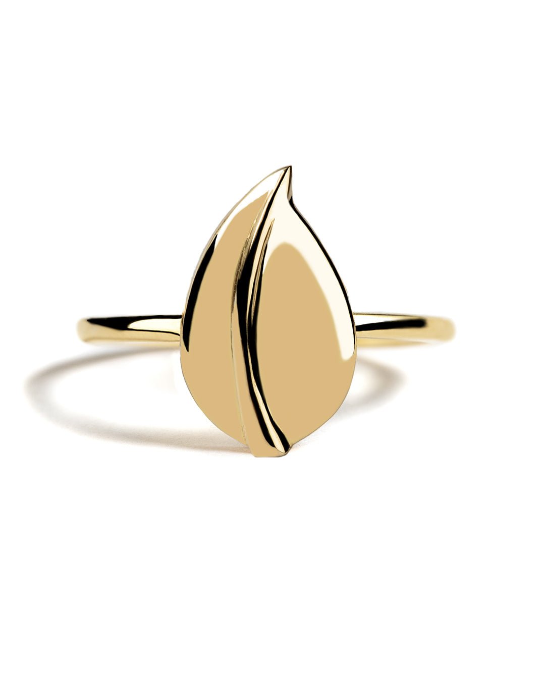 ANILLO HOJA EN ORO AMARILLO 14K 14 MM - C'SANTOS