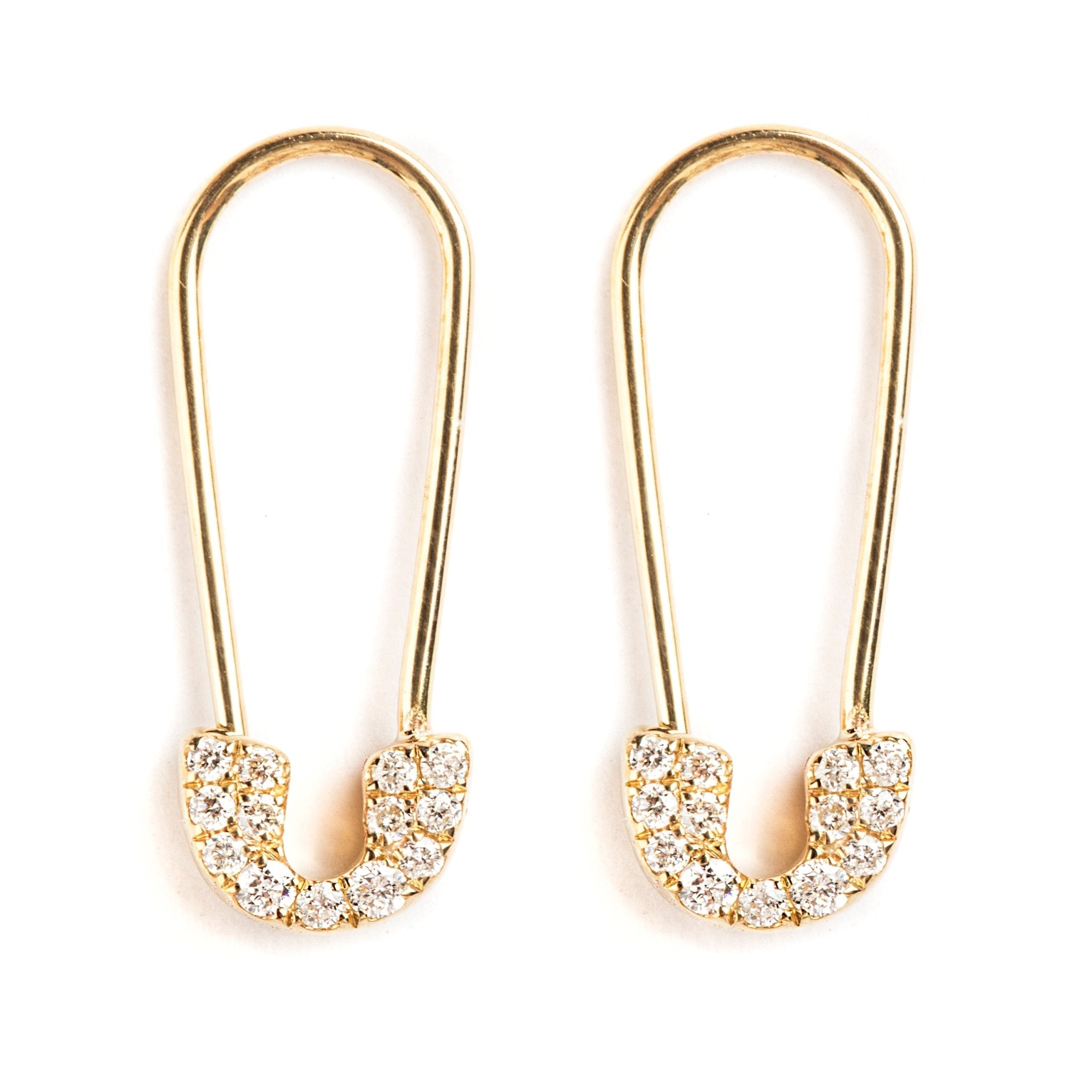 ARETES DE GANCHO CON DIAMANTES EN ORO AMARILLO 14K - C'SANTOS