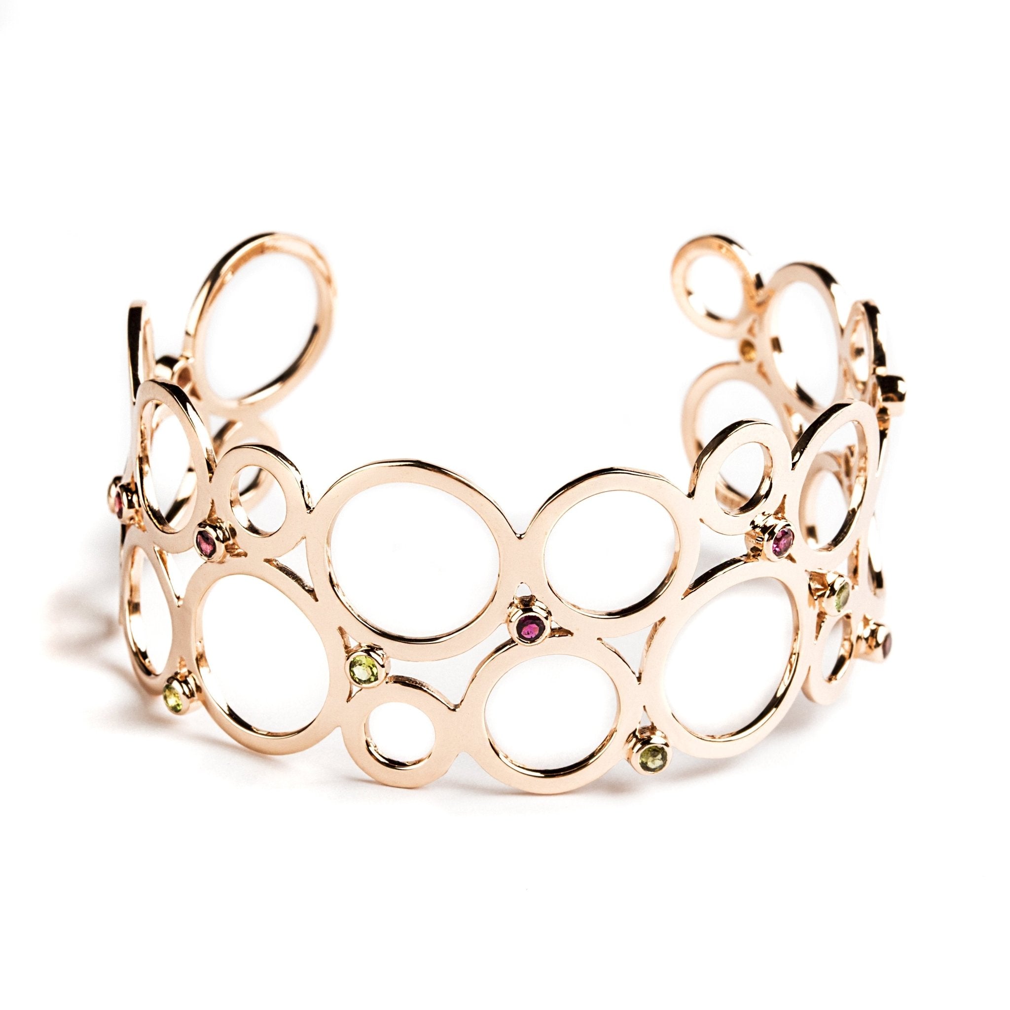 BRAZALETE REDONDO DE PLATA 925 CON TURMALINAS - C'SANTOS