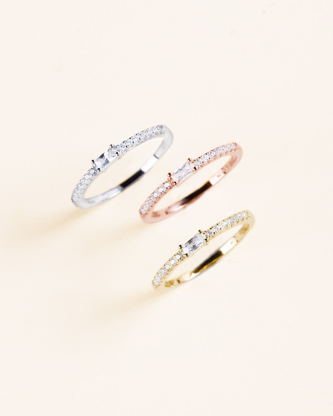 925 RING TRIO WITH CRYSTALS