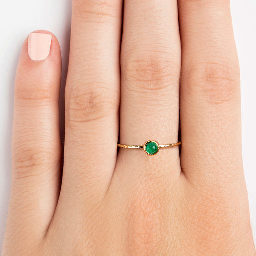 925 GOLD PLATED CABOUCHON CUT GREEN ONYX RING