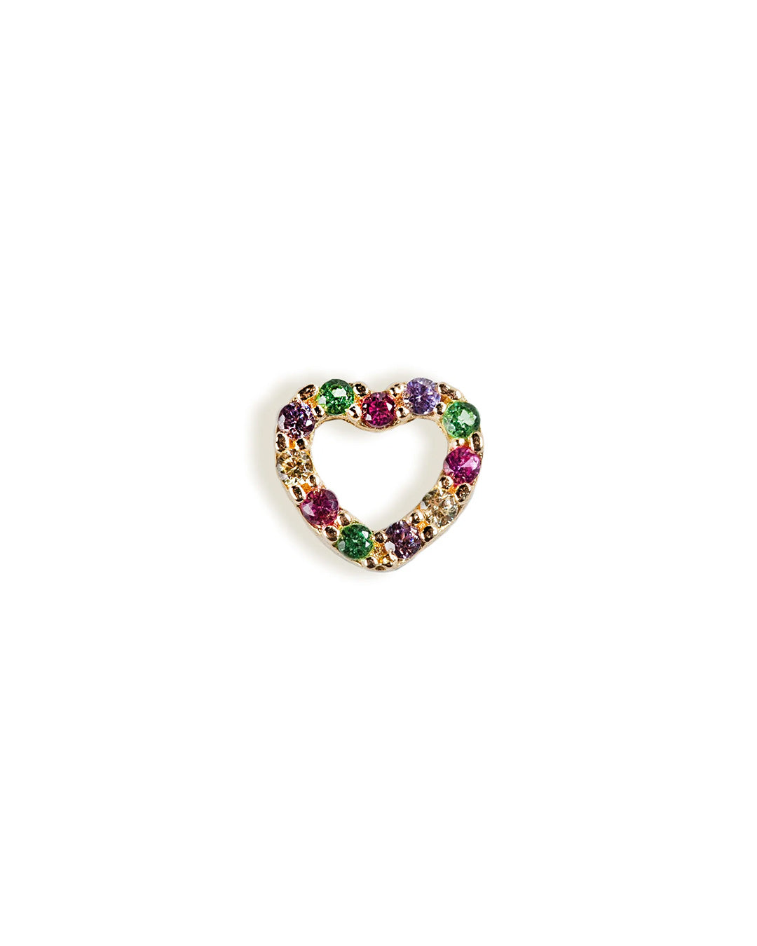 14K GOLD HEART PIERCING WITH MULTICOLOR CRYSTALS