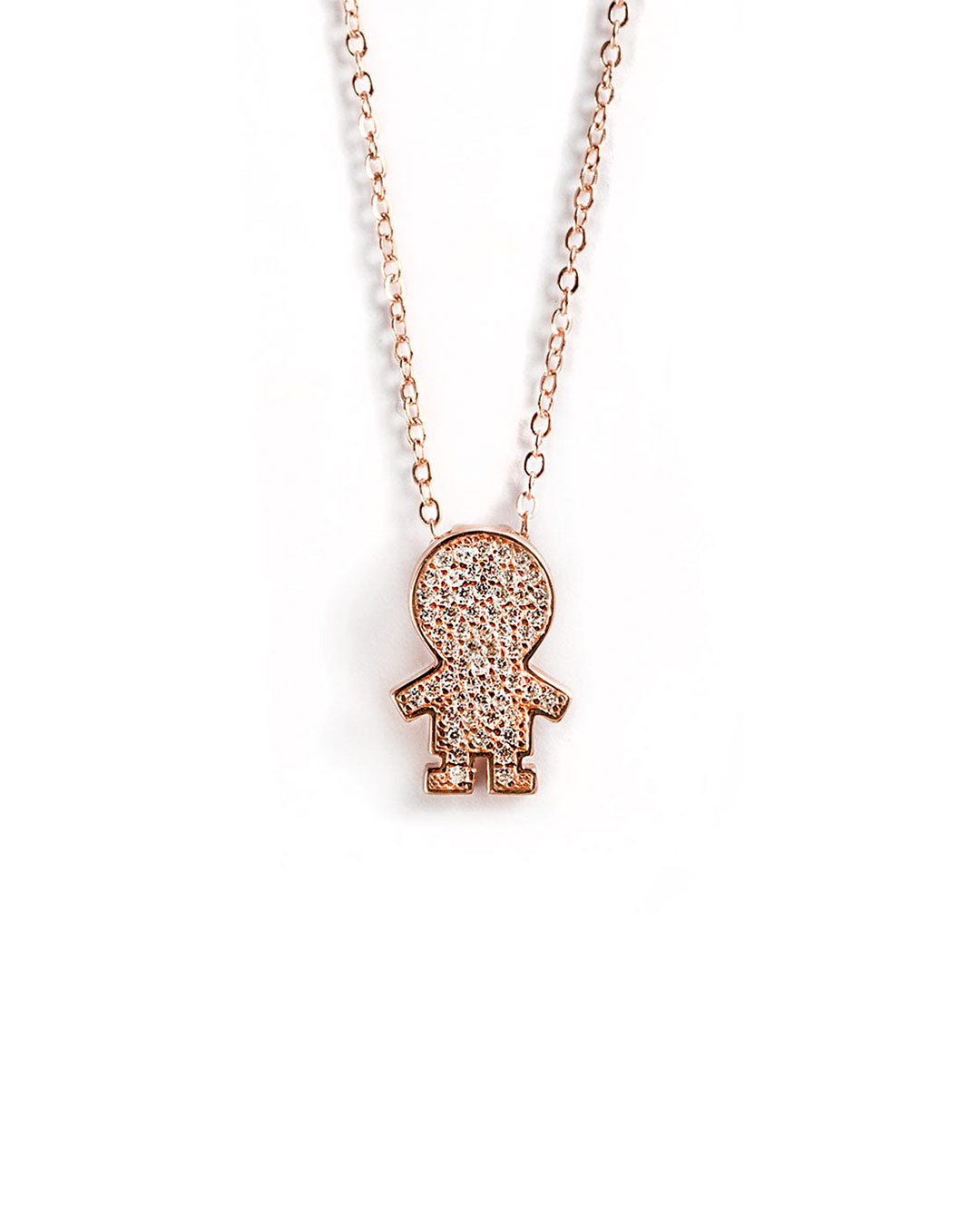 925 ROSE GOLD BOY PENDANT WITH CRYSTALS