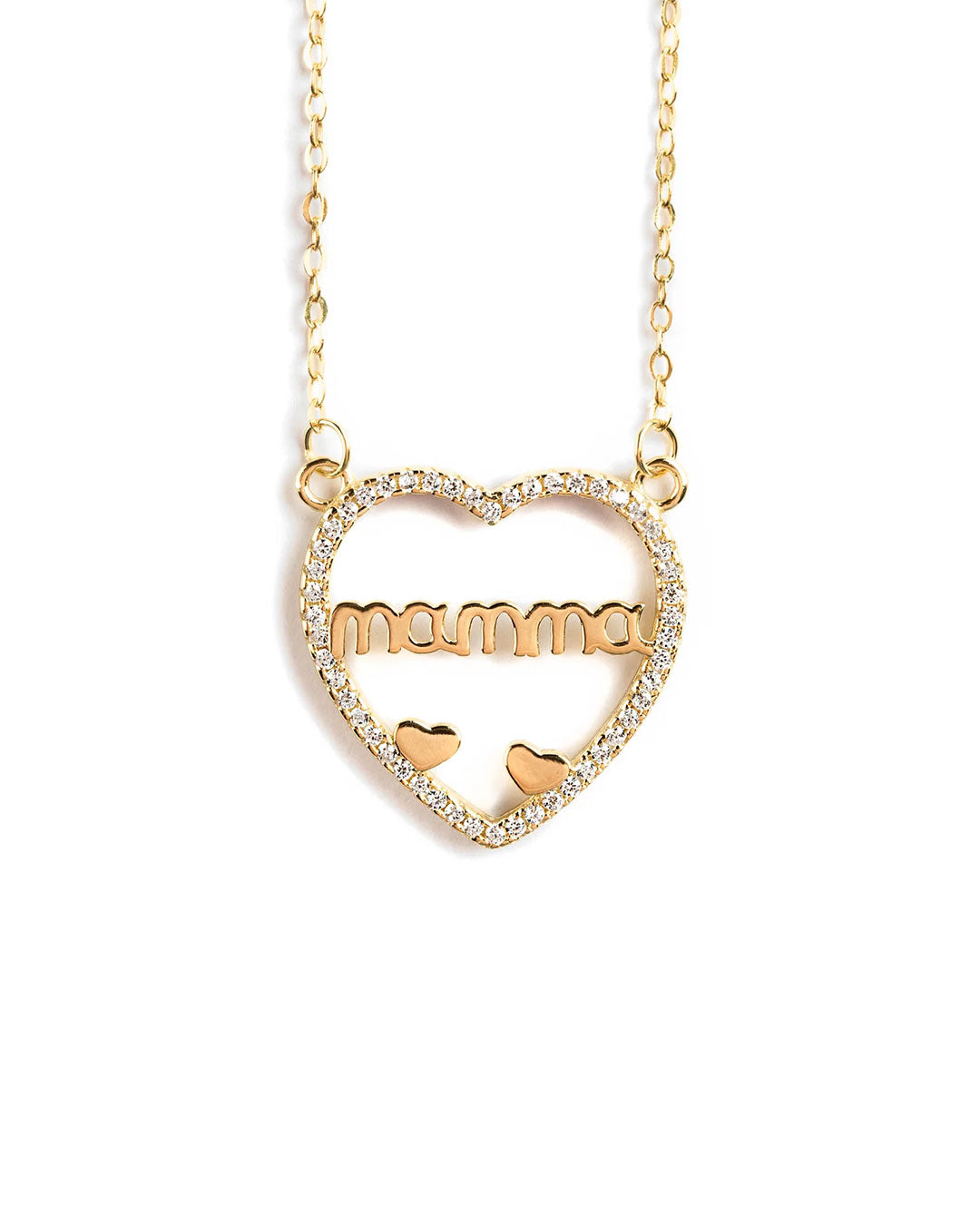 925 GOLD PLATED HEART PENDANT WITH CRYSTALS AND MOM